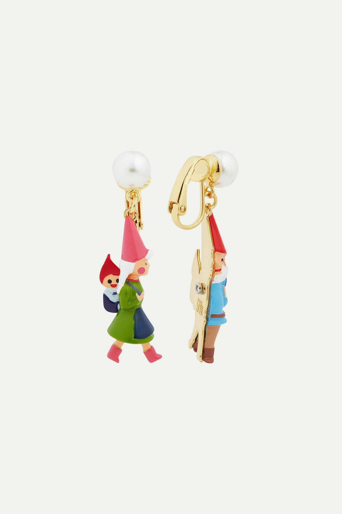 Boucles d'oreilles famille de nains de jardin en randonnée
