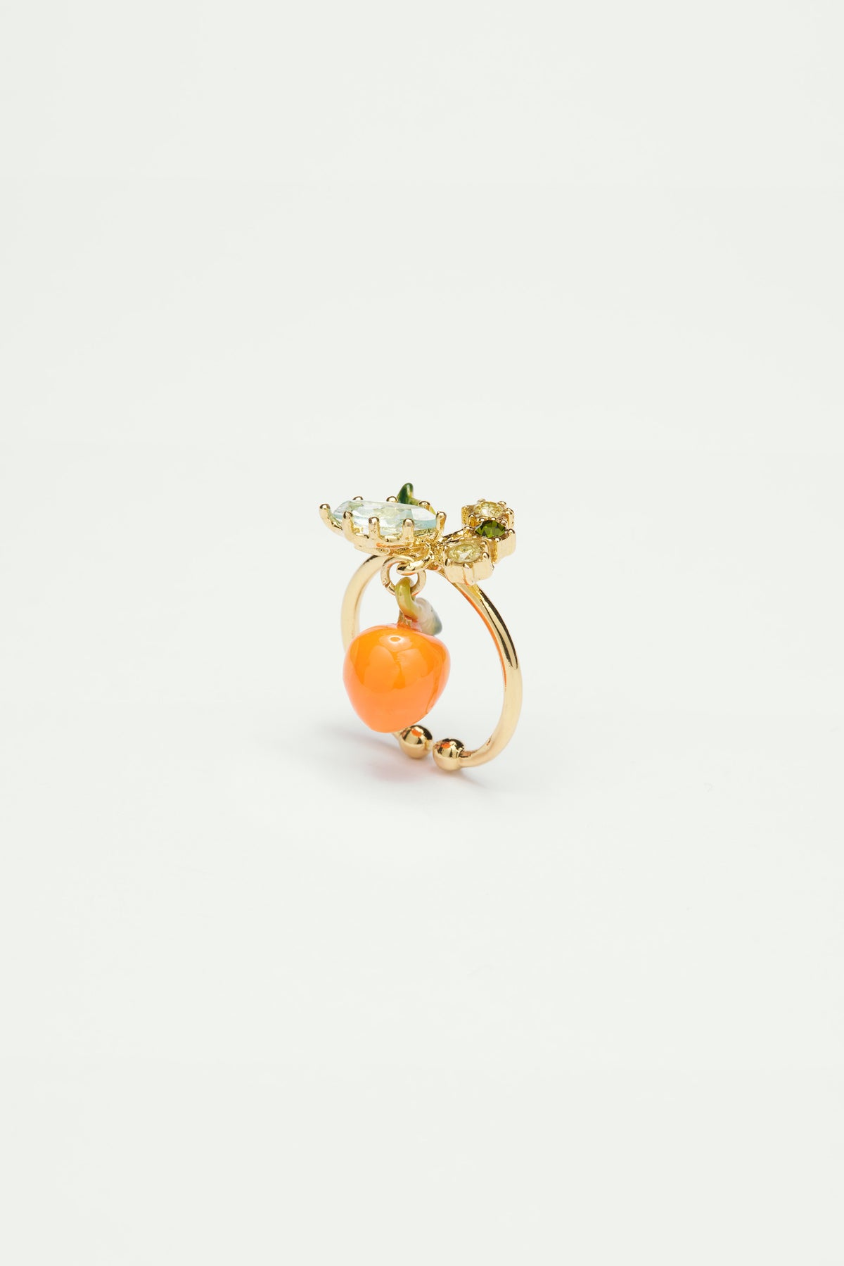 Bague ajustable orange et petites pierres