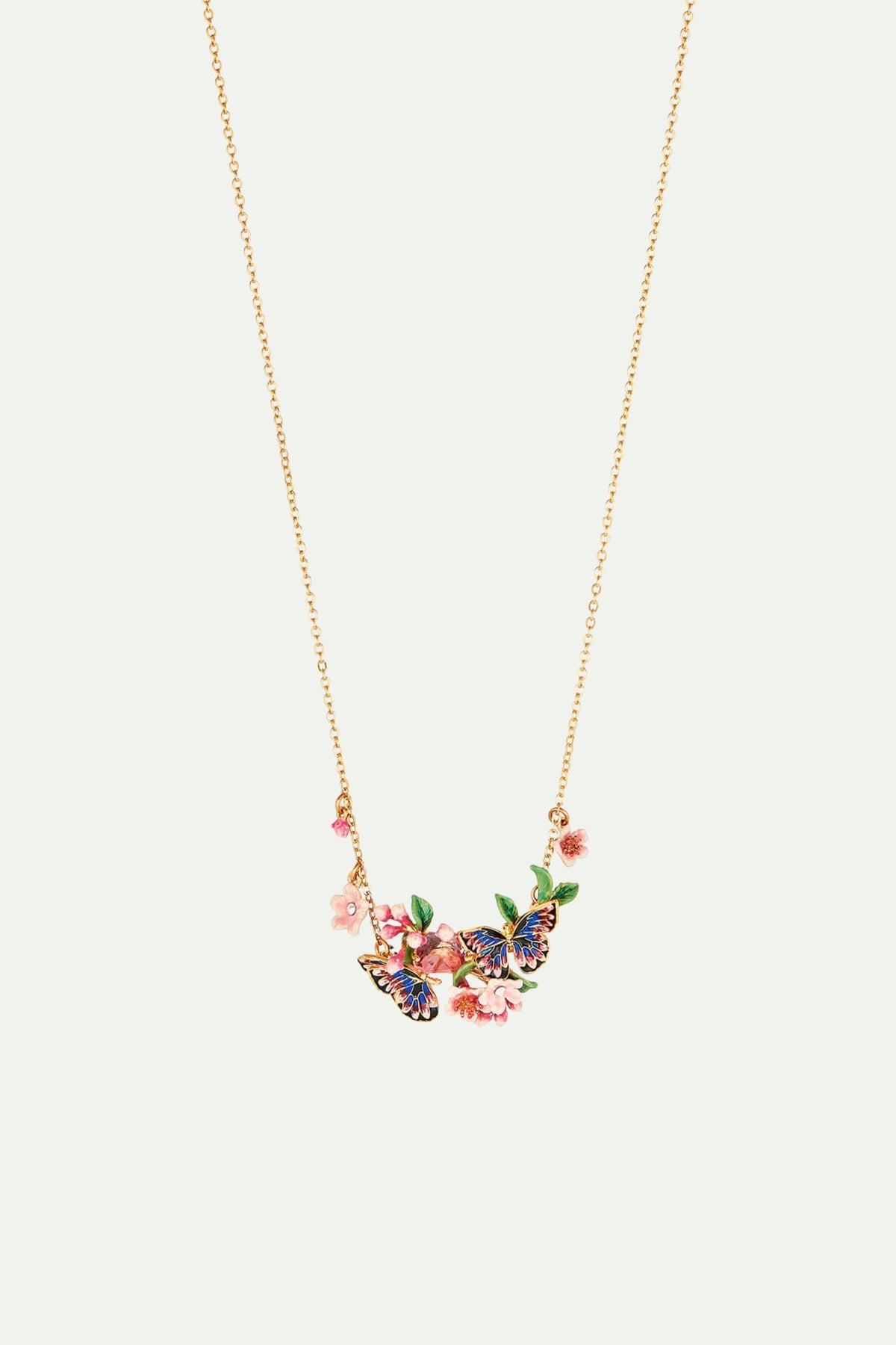 Collier plastron double papillon du japon et fleurs de cerisier