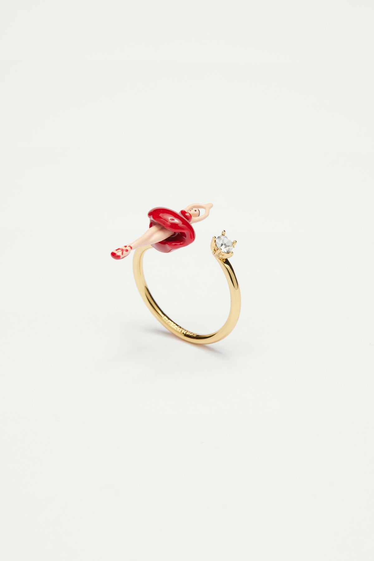 Bague ajustable mini ballerine en tutu rouge