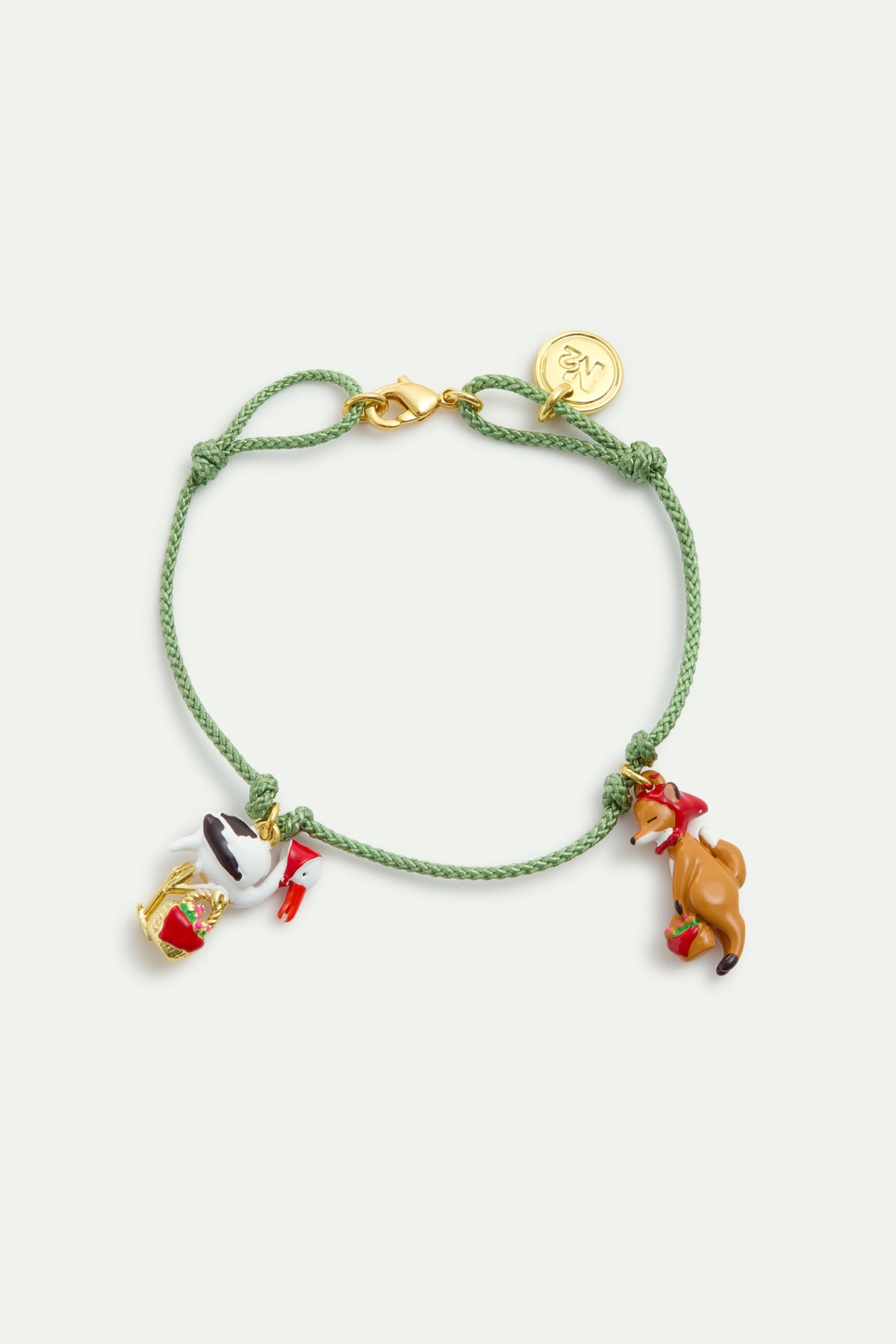 Bracelet vert le Renard et la Cigogne