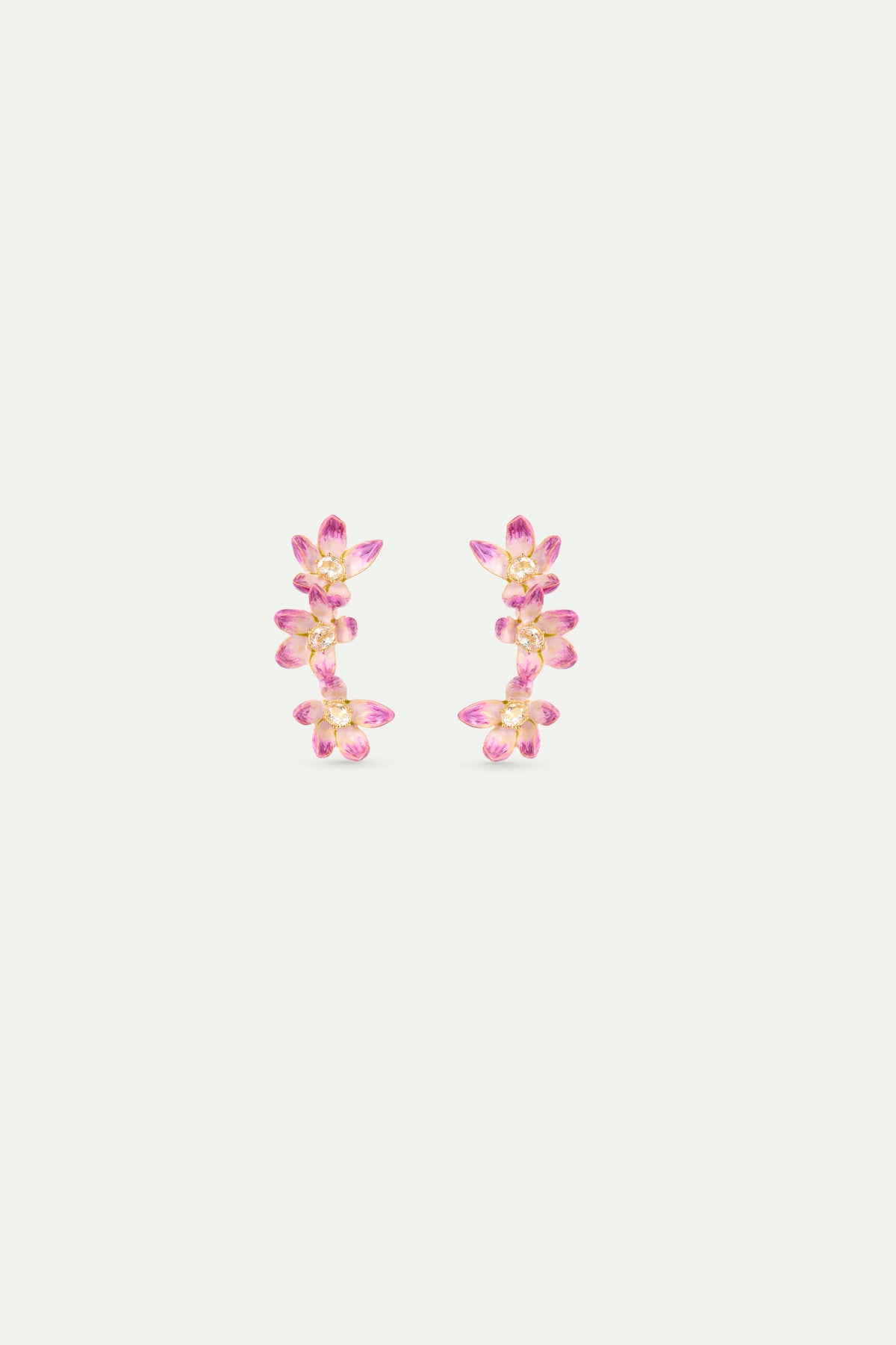 Boucles d'oreilles hellébores violettes et cristaux