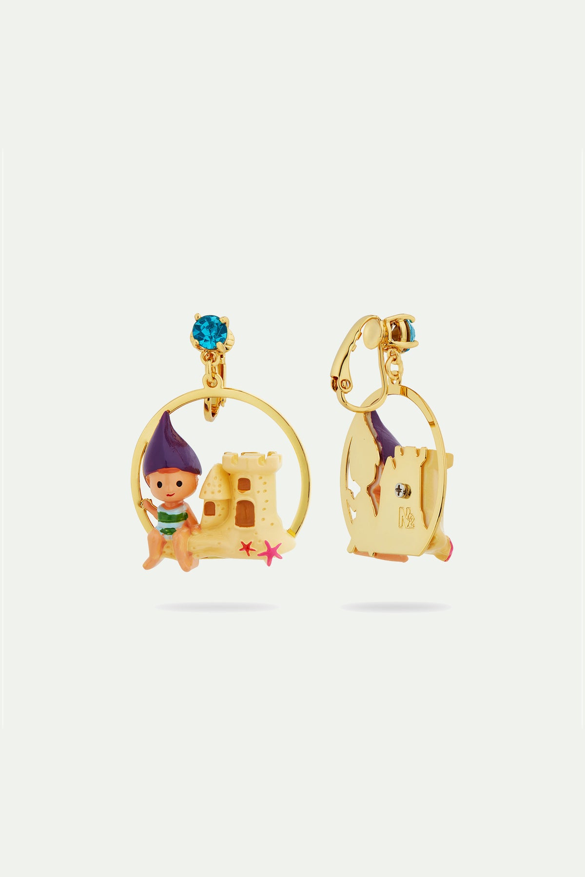 Boucles d'oreilles nain de jardin et château de sable