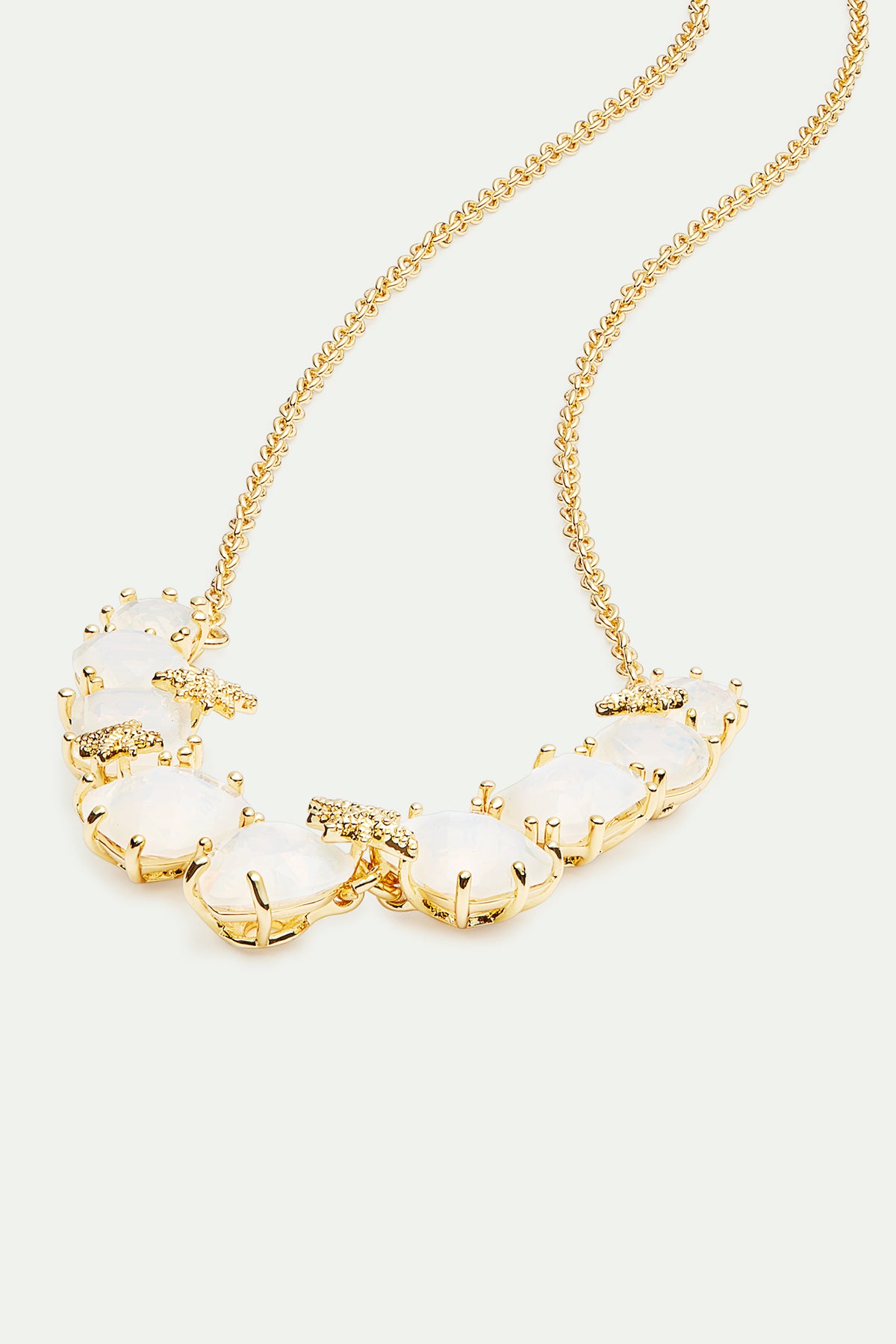 Collier fin neuf pierres La Diamantine blanc opalescent et fines étoiles
