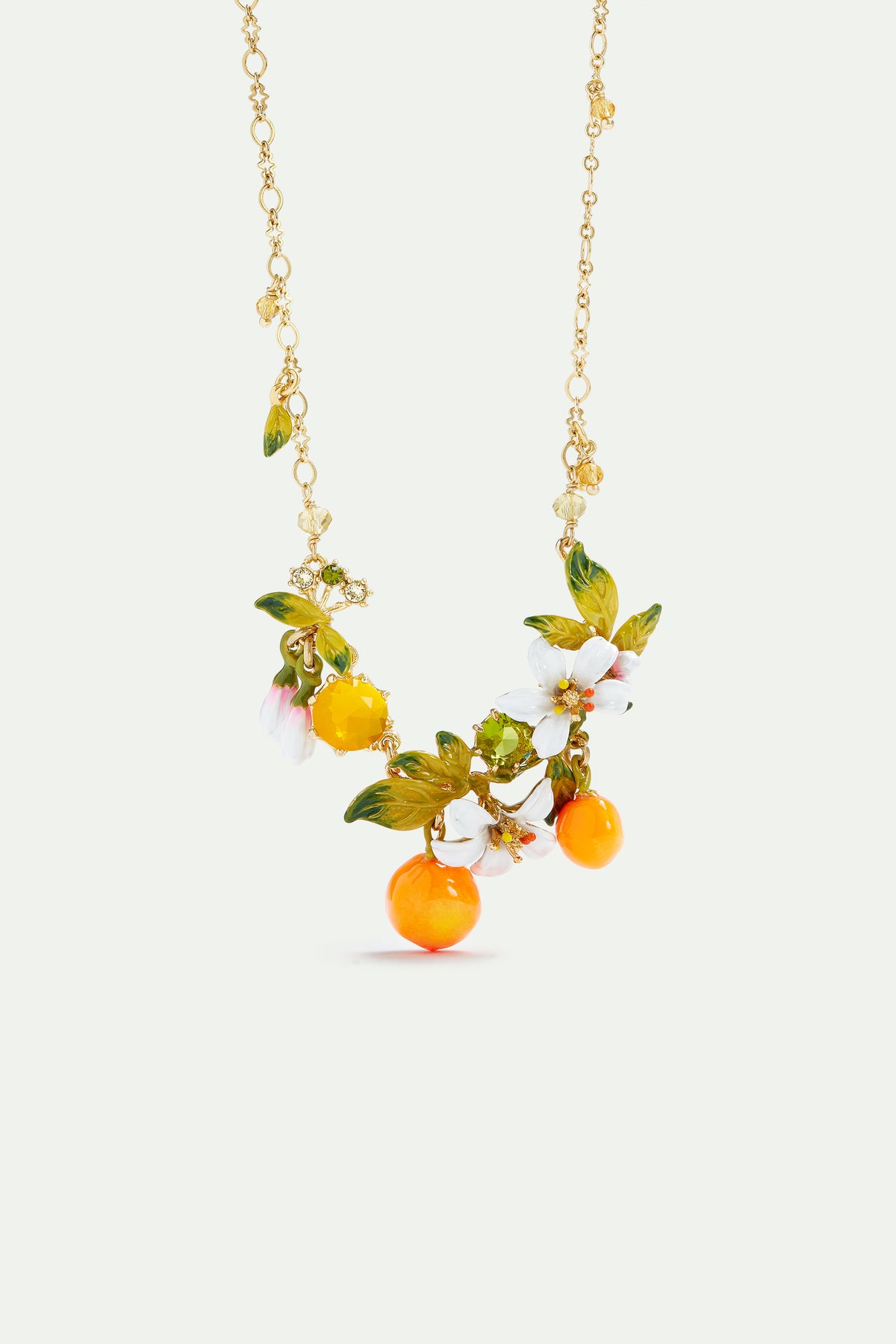 Collier plastron fleurs d'oranger et oranges