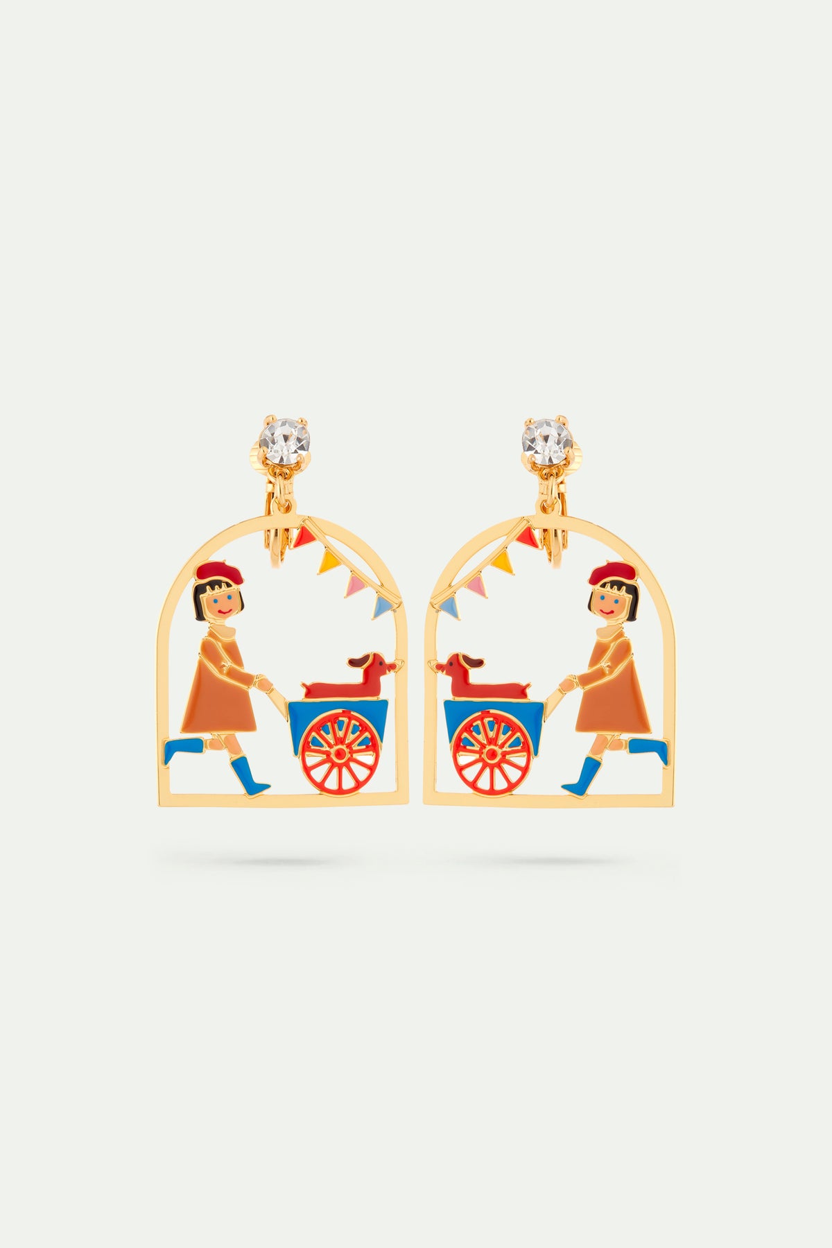 Boucles d'oreilles petite fille et teckel à la fête foraine