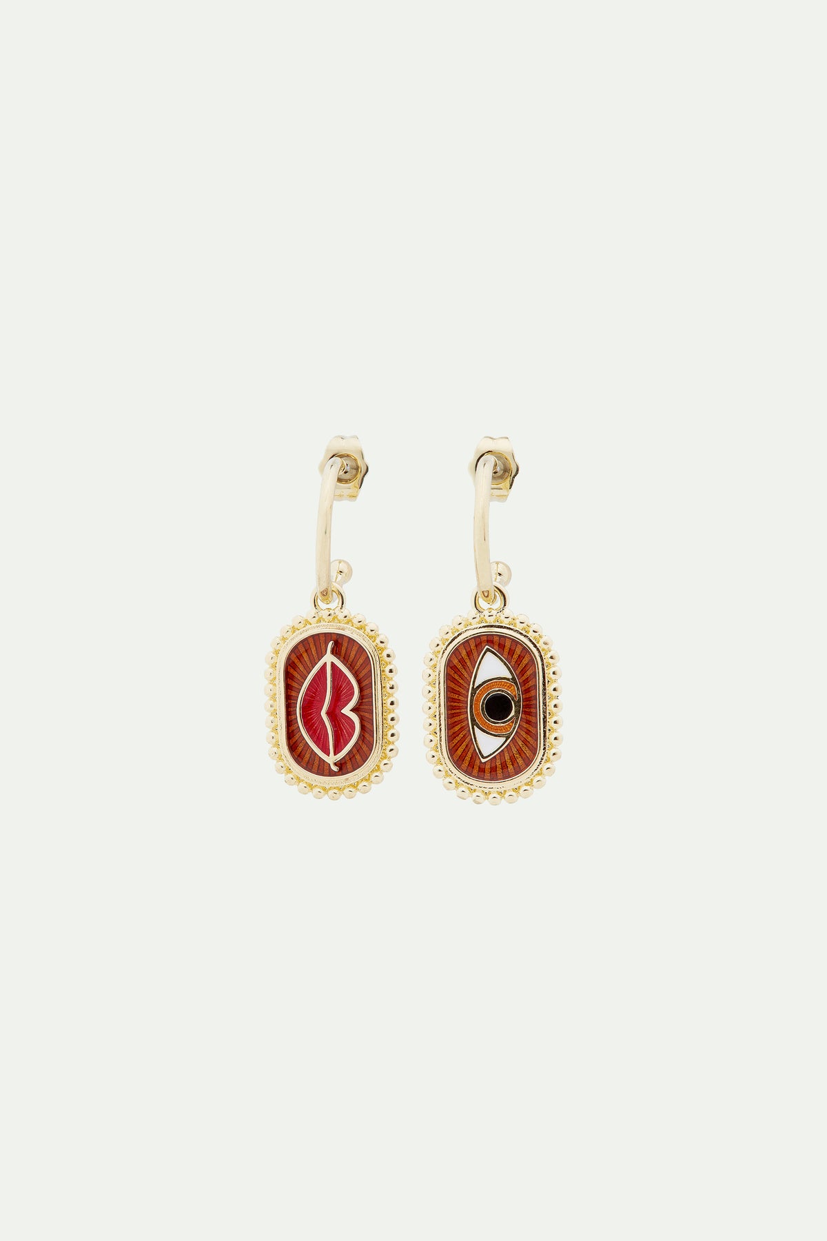 Boucles d'oreilles tiges asymétriques protection divine