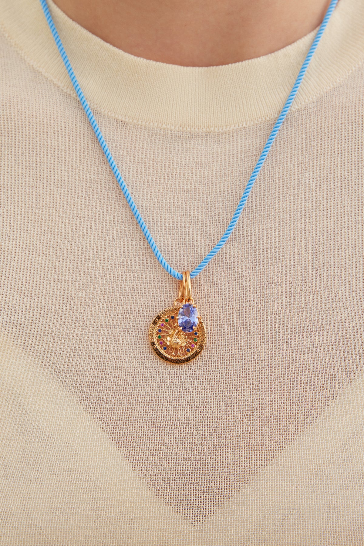 Pendentif pierre Bleu Azur, Lucidité et Ténacité - Mars