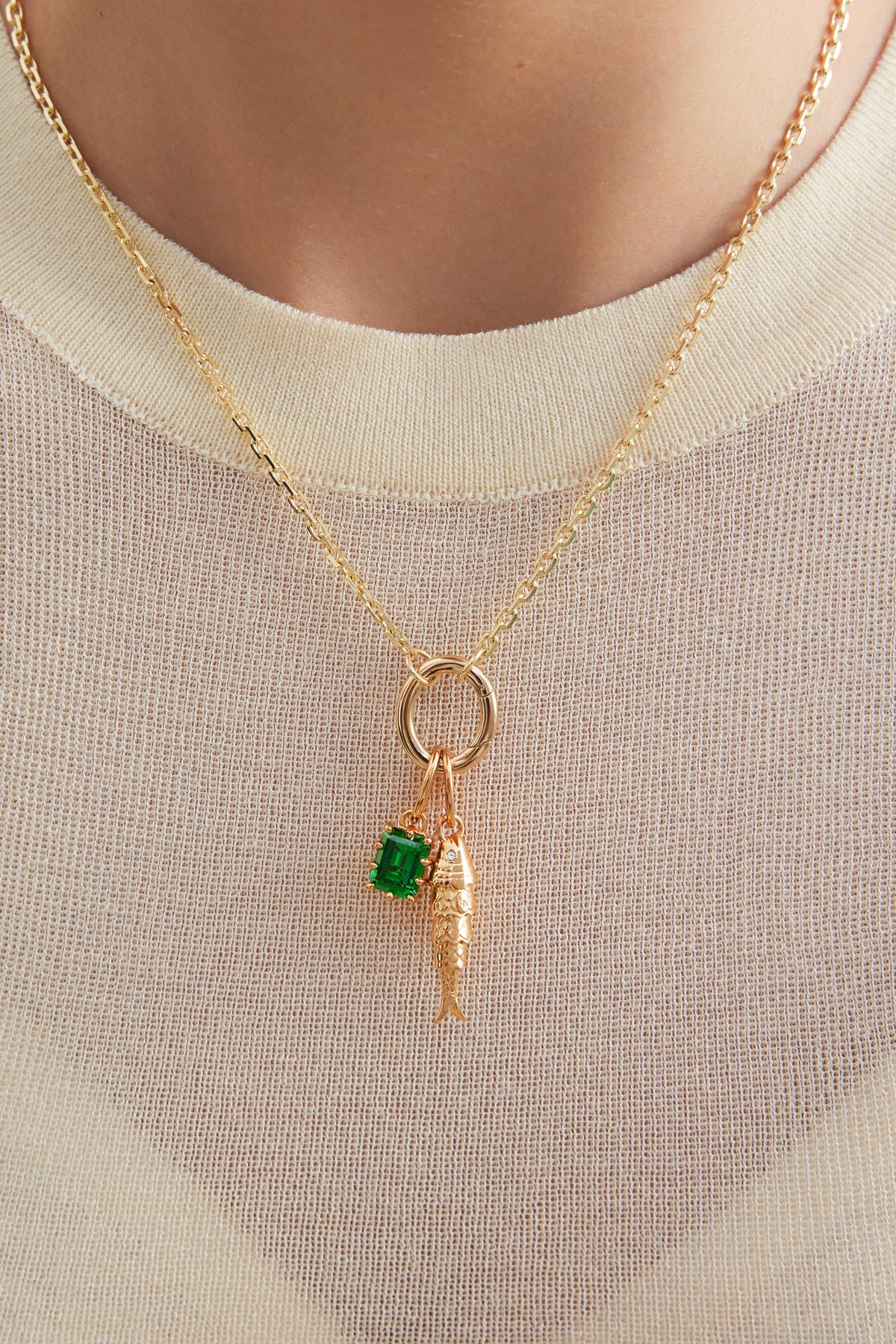 Pendentif pierre Vert Fougère, Fertilité et Exploration - Mai