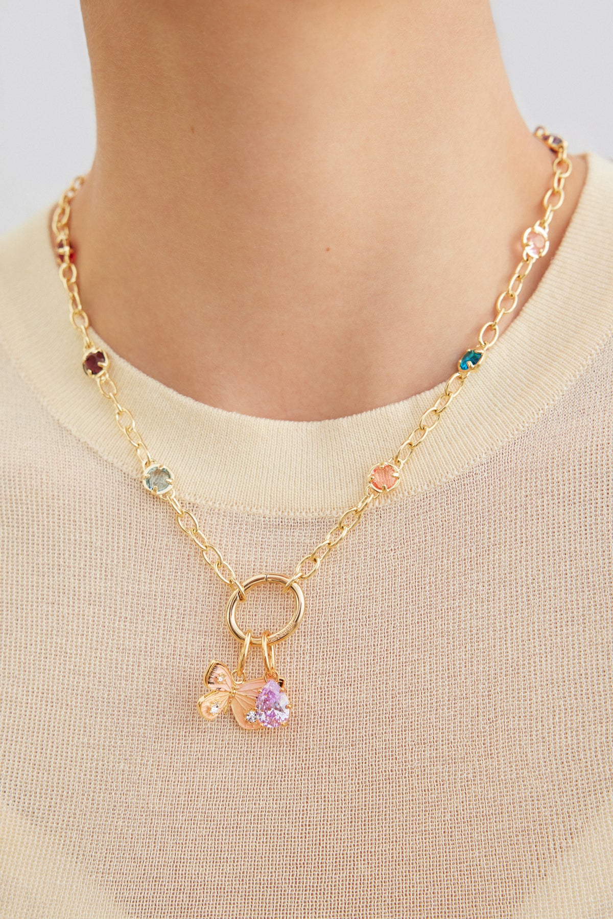 Pendentif pierre Violet Lavande, Sérénité et Désinvolture - Juillet