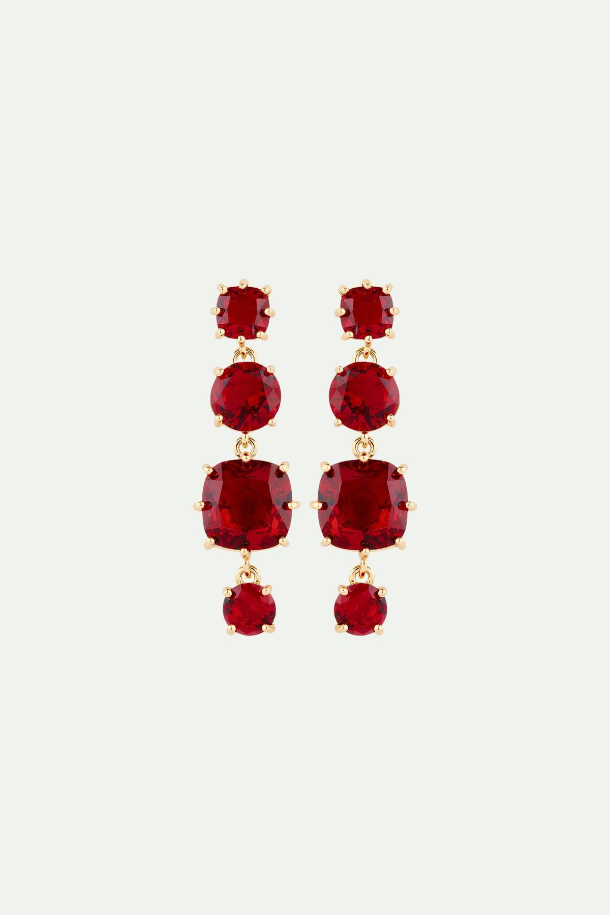 Boucles d'oreilles 4 pierres La Diamantine rouge grenat