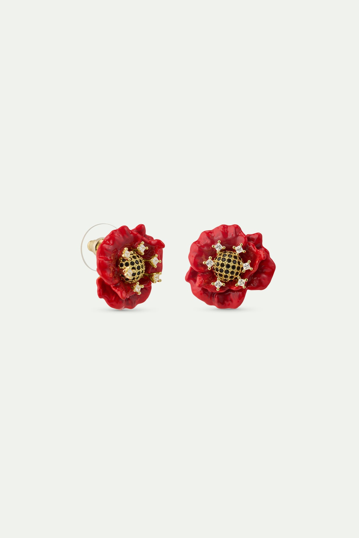 Boucles d'oreilles coquelicot rouge et oxydes de ziconium