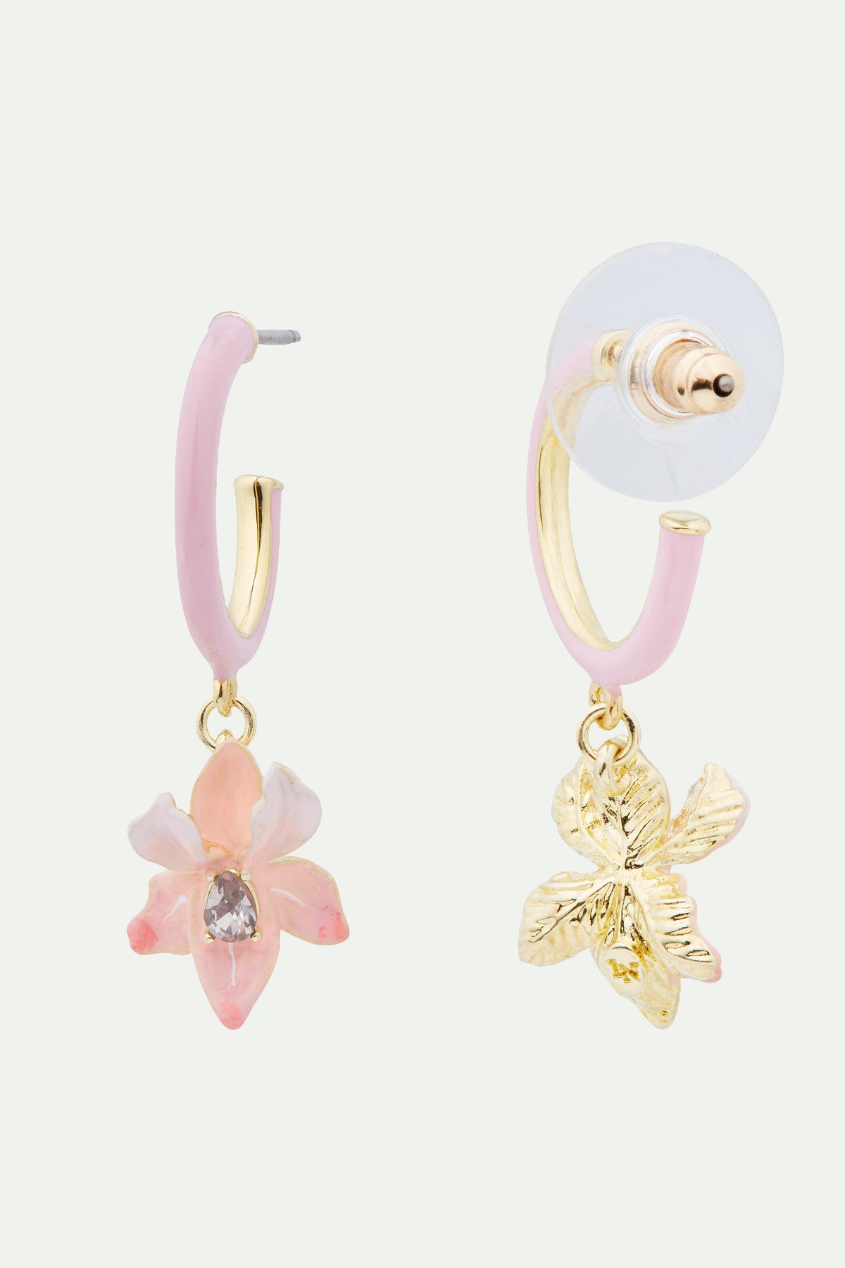 Boucles d'oreilles tiges Iris rose poudré