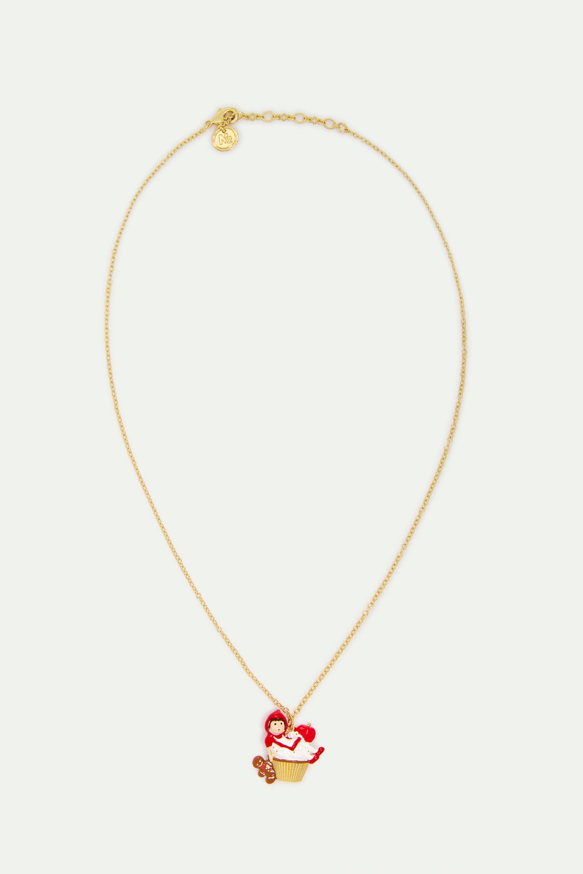 Collier pendentif Petit Chaperon Rouge sur cupcake et bonhomme pain d'épice