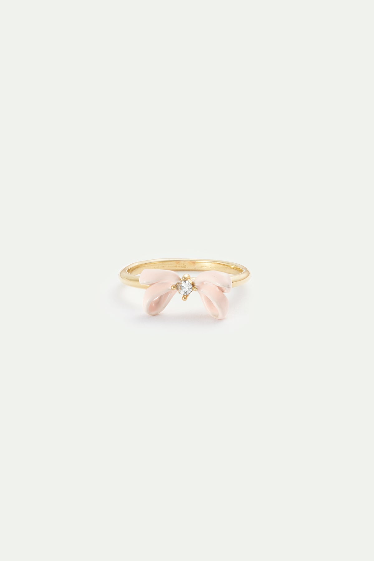 Bague ajustable ruban rose et cristal