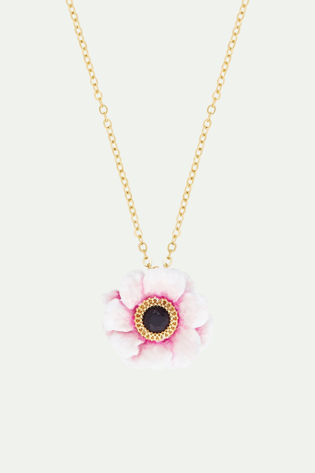 Pink peony fine necklace