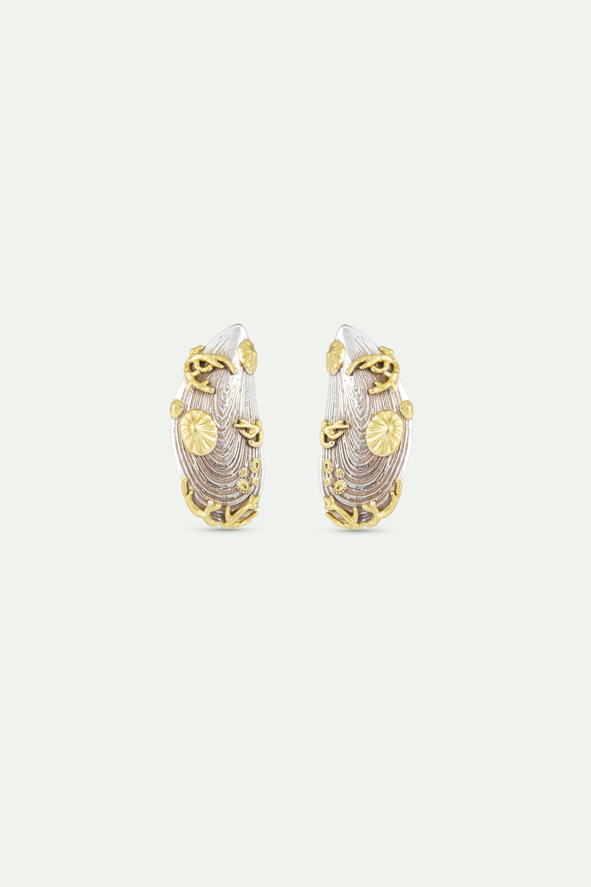 Boucles d'oreilles moule argentée et dorée