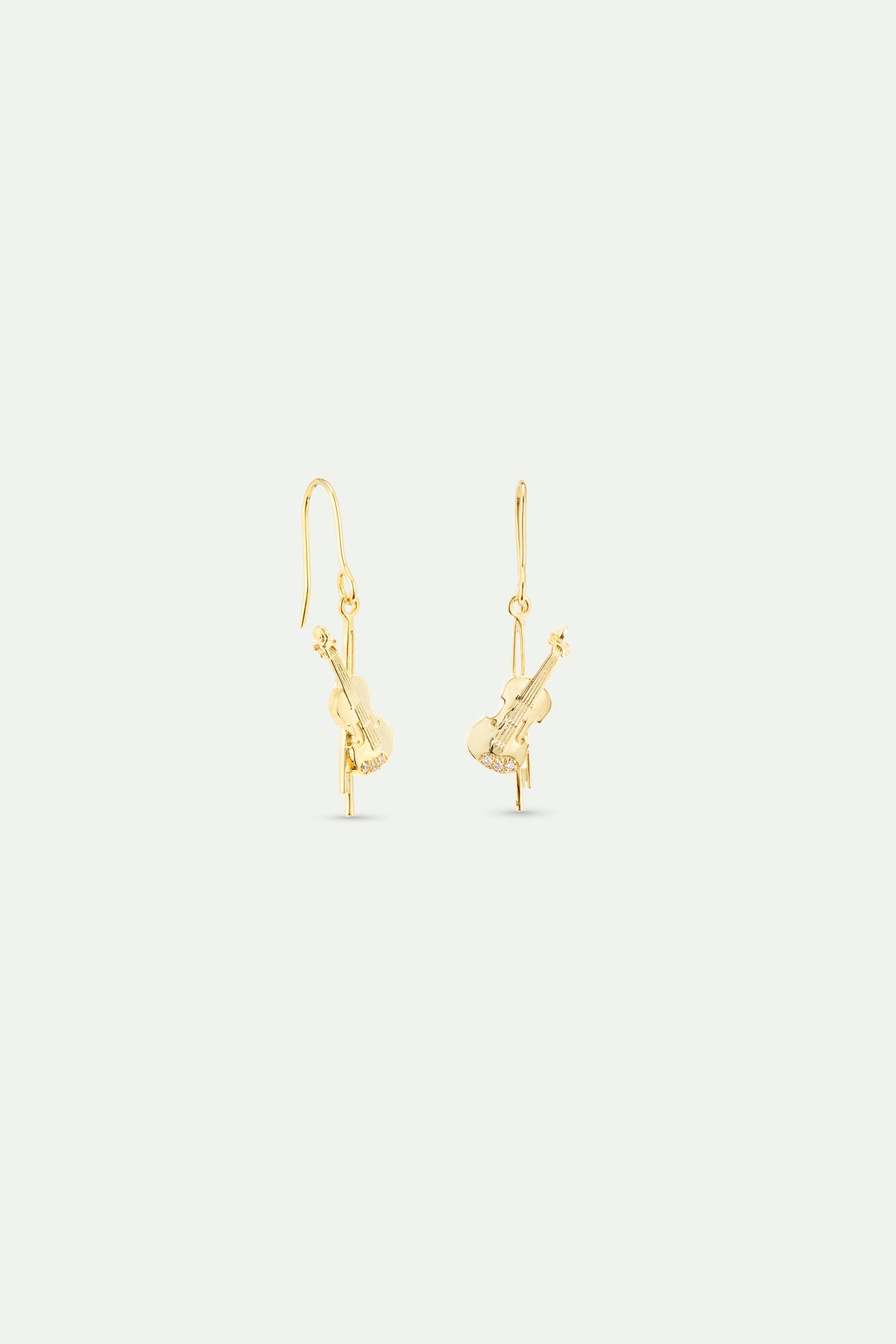 Boucles d'oreilles crochets violoncelle doré