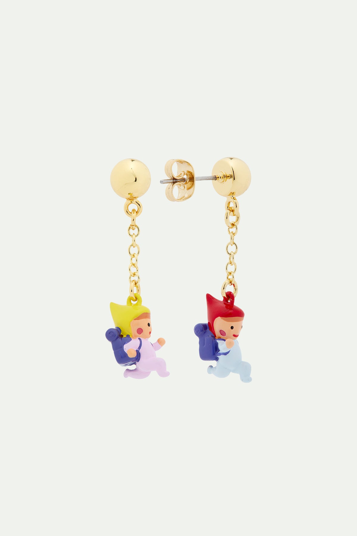 Boucles d'oreilles enfant nain de jardin en randonnée