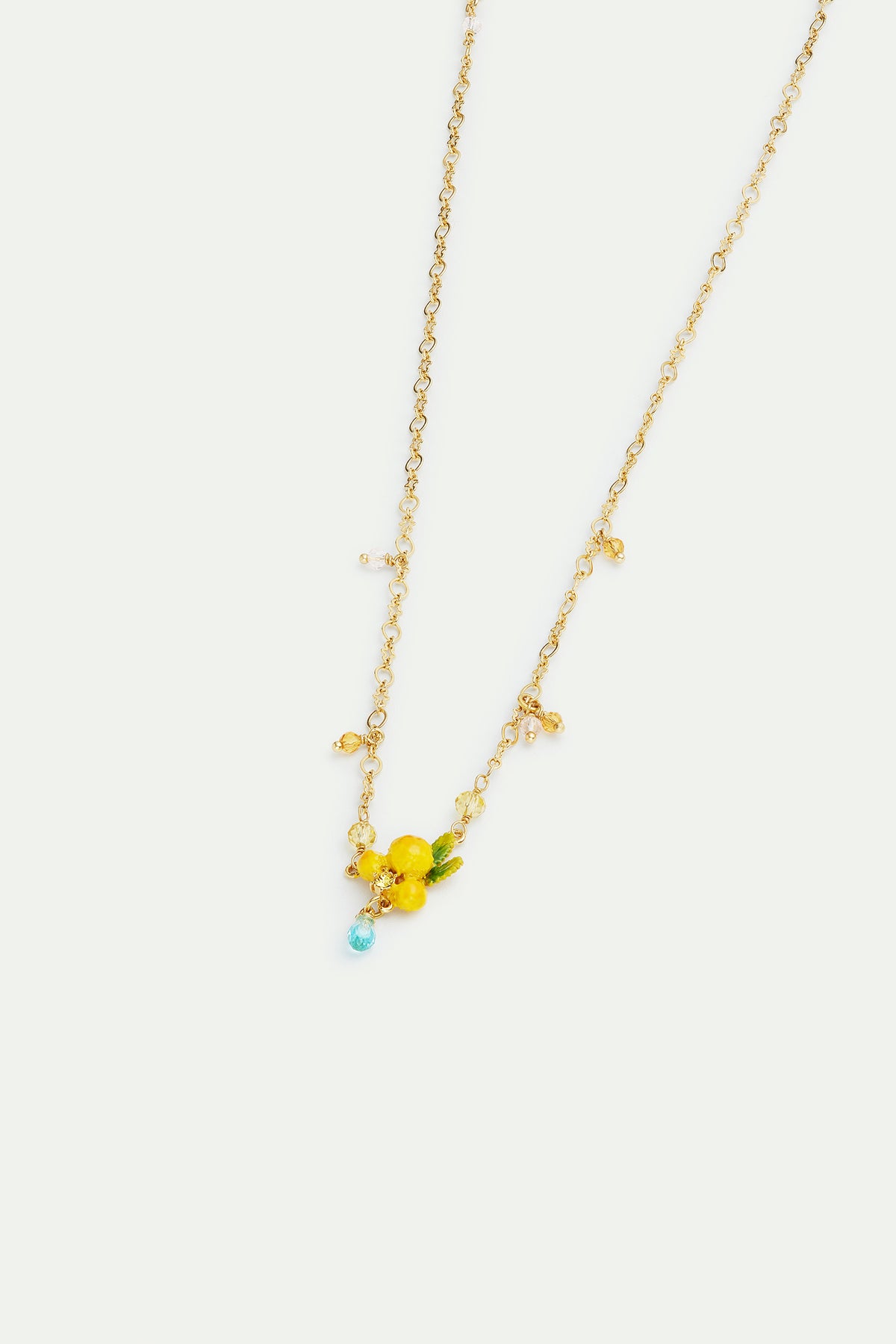 Collier pendentif fleur de mimosa et petites perles