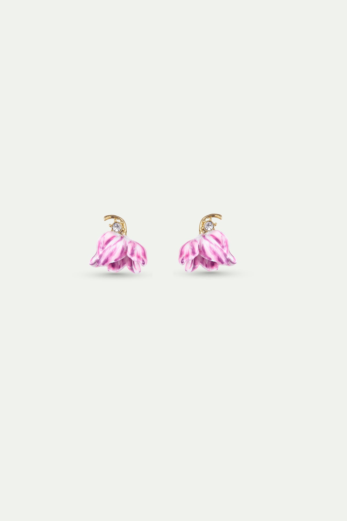 Boucles d'oreilles tulipe violette et cristal
