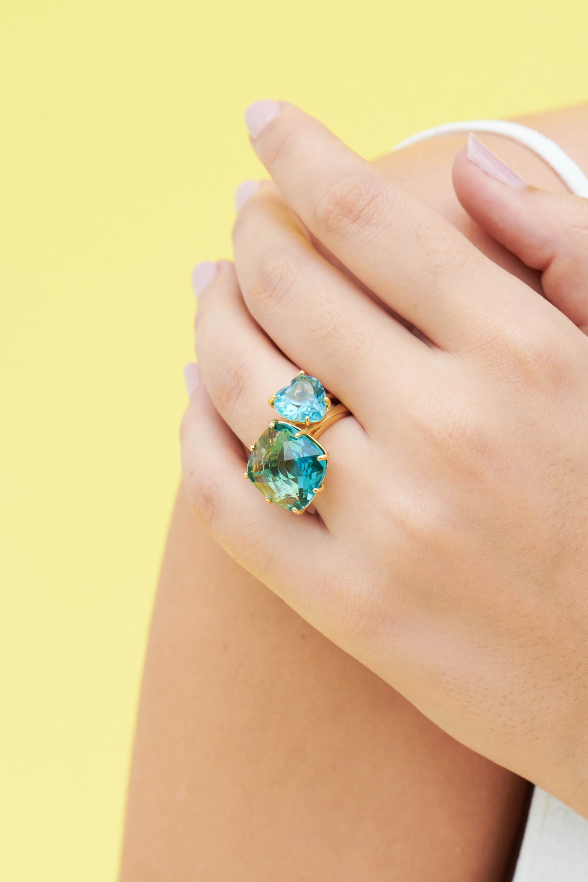 Bague solitaire pierre carrée la diamantine acqua azzura