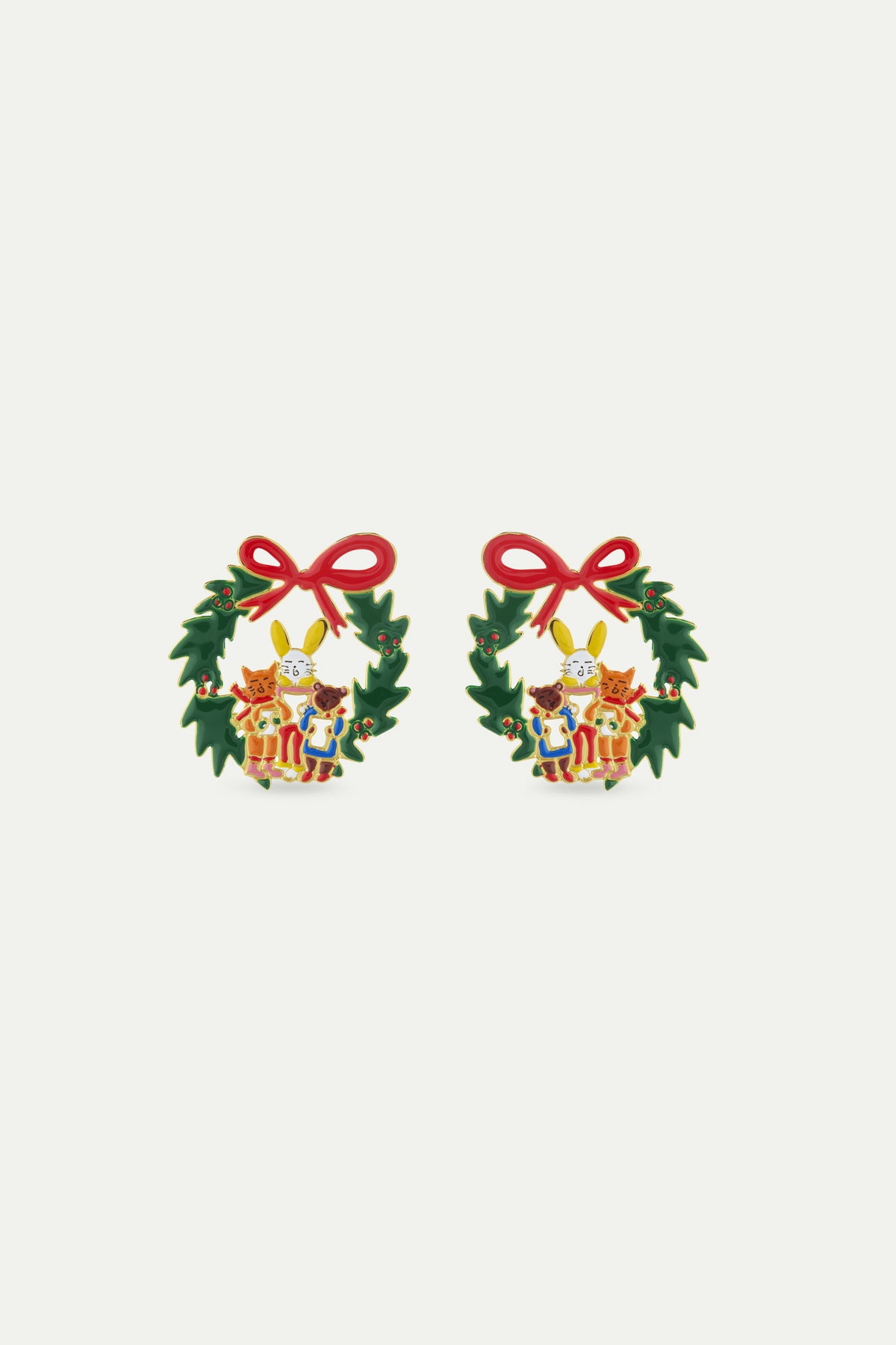 Wreath and christmas carols earrings