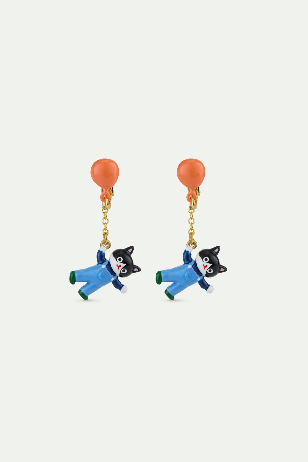 Black cat and balloon dangle earrings