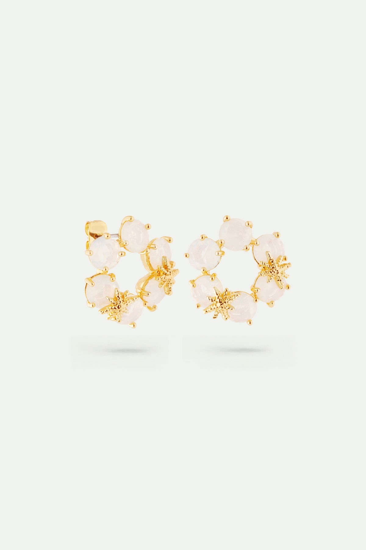Boucles d'oreilles six pierres La Diamantine blanc opalescent et fines étoiles