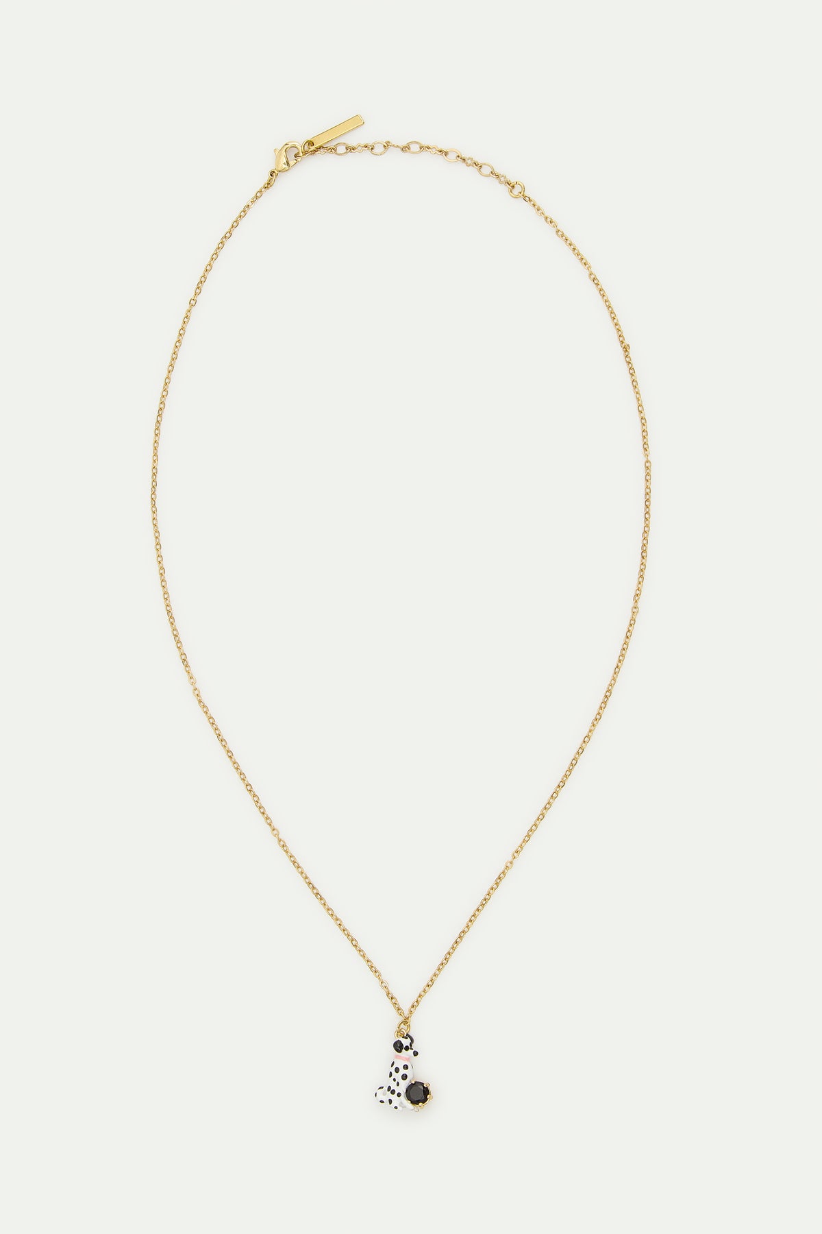 Collier pendentif dalmatien et pierre ronde facettée noire