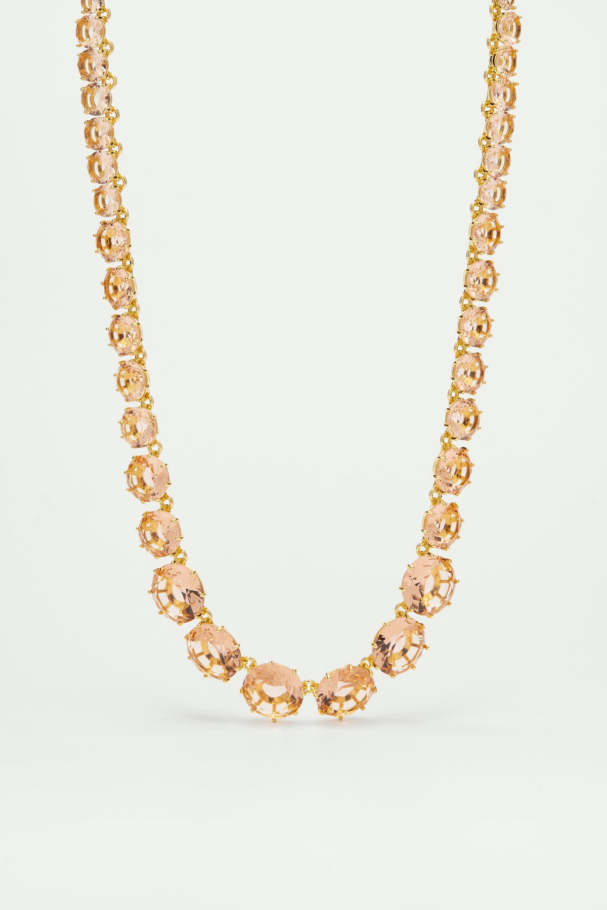 Collier sautoir pierres rondes la diamantine rose abricot