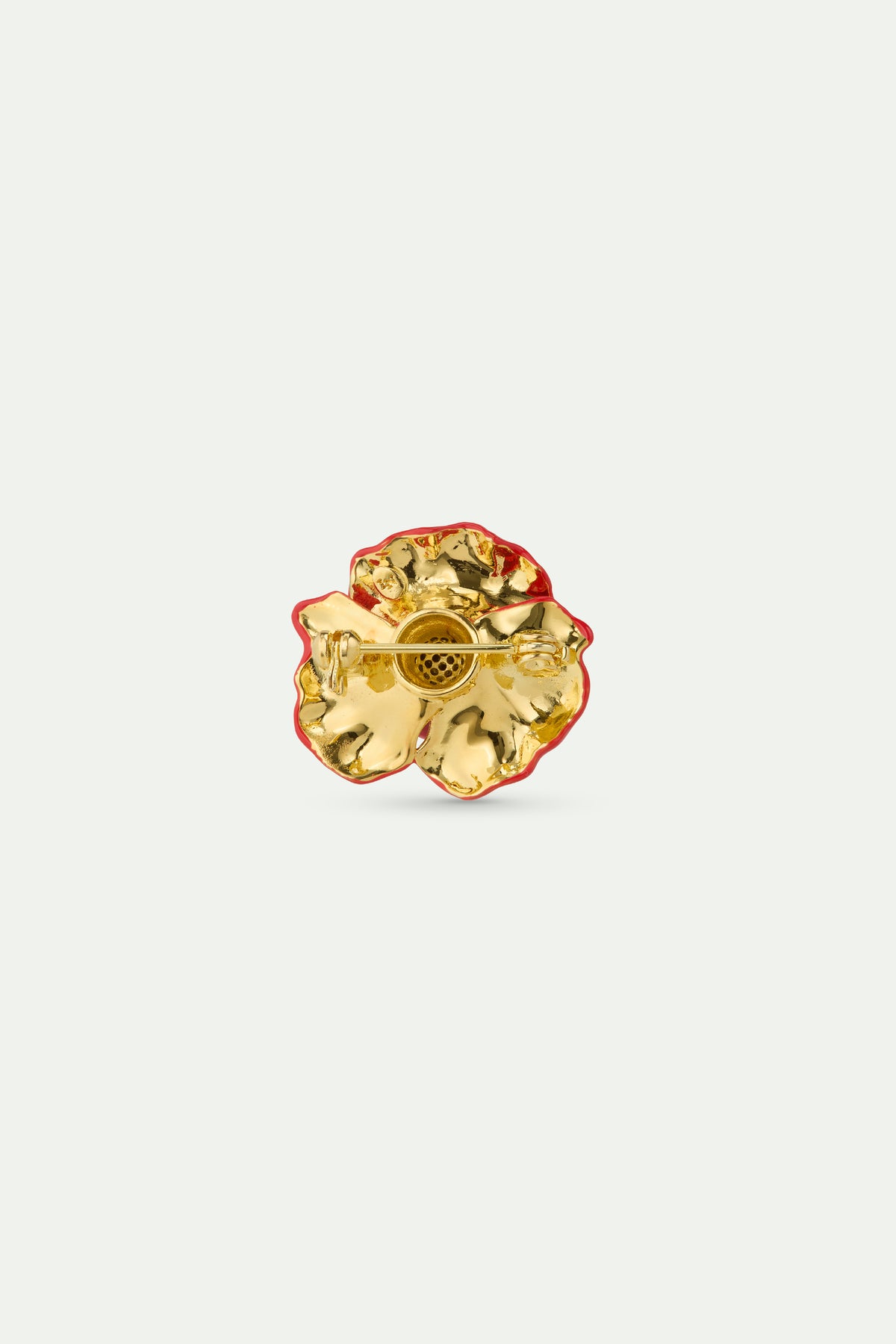Broche coquelicot rouge et oxydes de ziconium