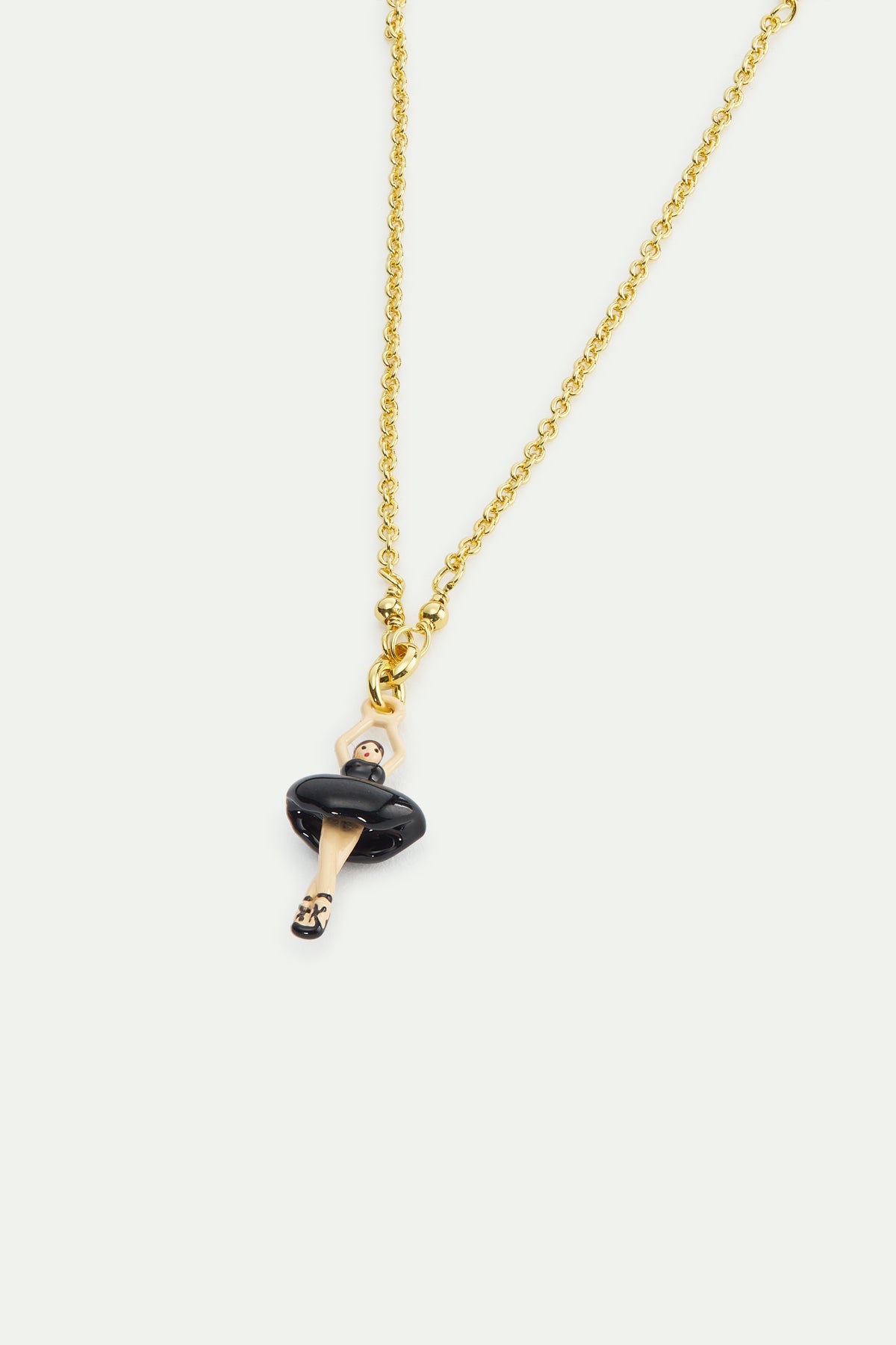 Bracelet pendentif Ballerine tutu noir et perle de culture