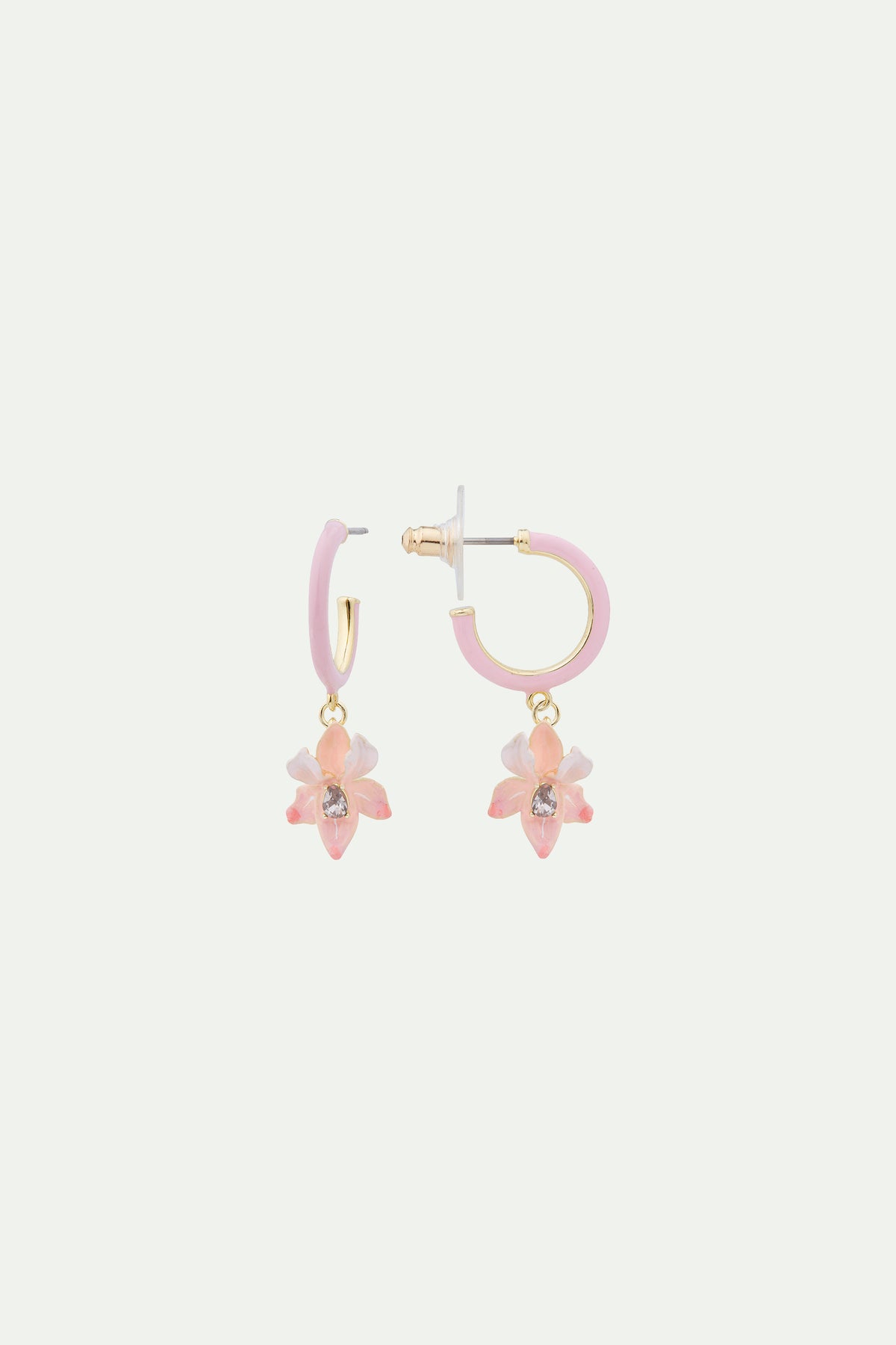 Boucles d'oreilles tiges Iris rose poudré