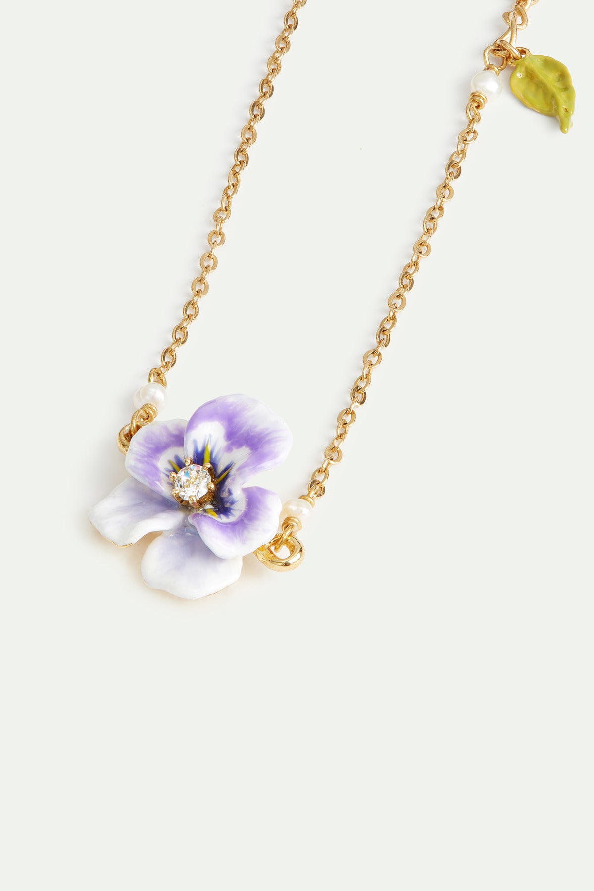 Bracelet fin pensée violette et cristal taillé