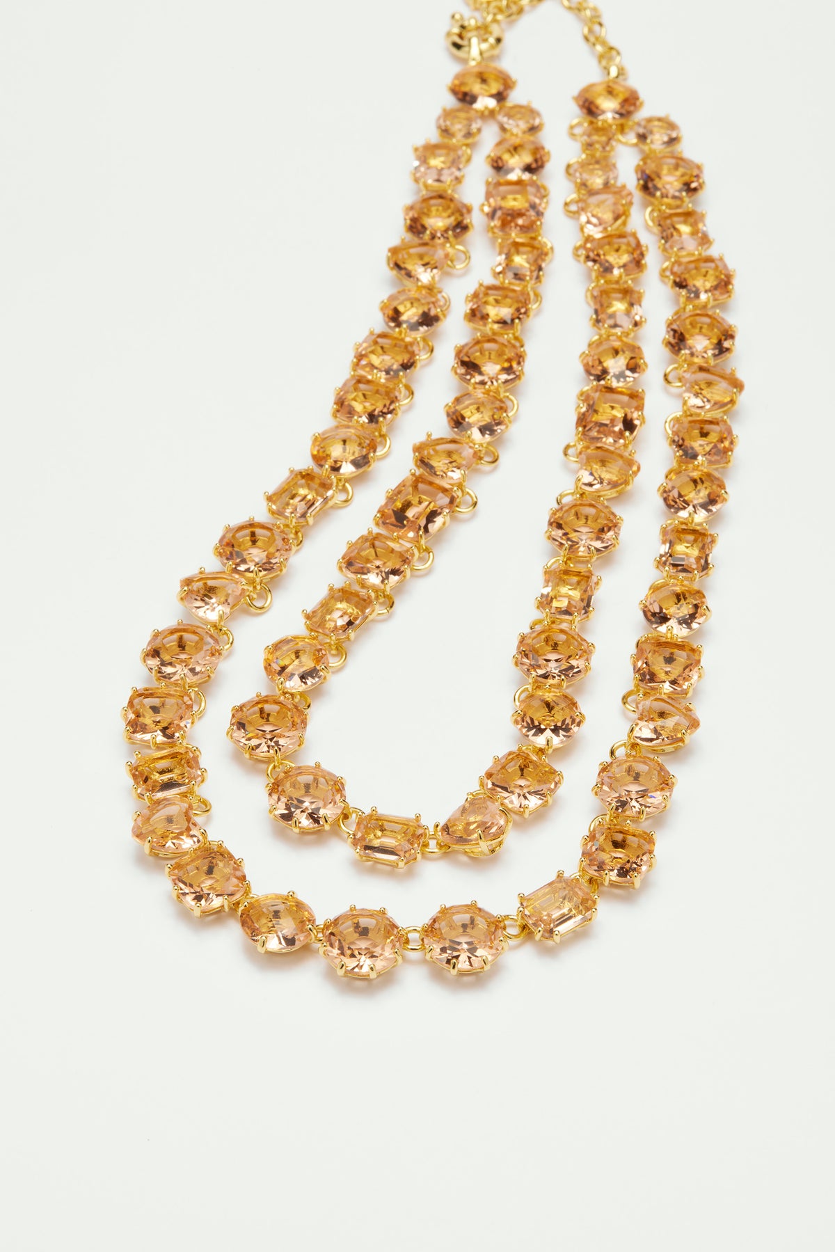 Collier plastron deux rangs la diamantine rose abricot