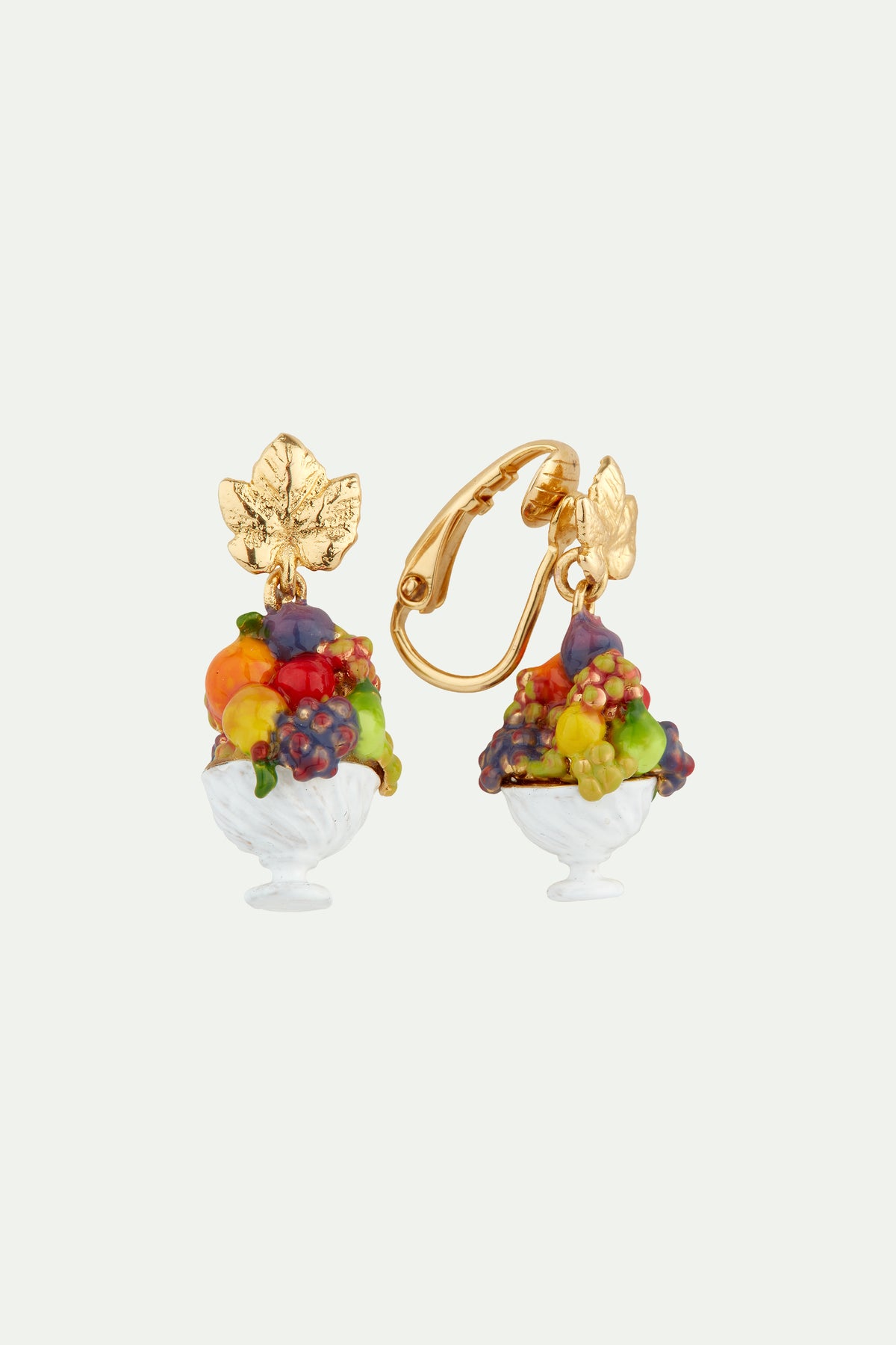 Pendientes bolitas Copa de frutas y Hoja de vid