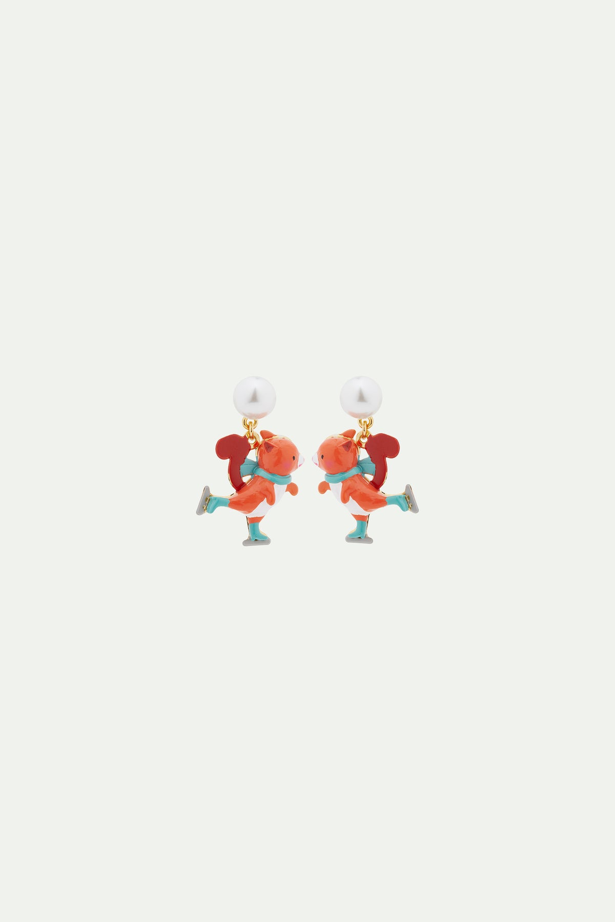 Ice skating squirrel clip-on earrings