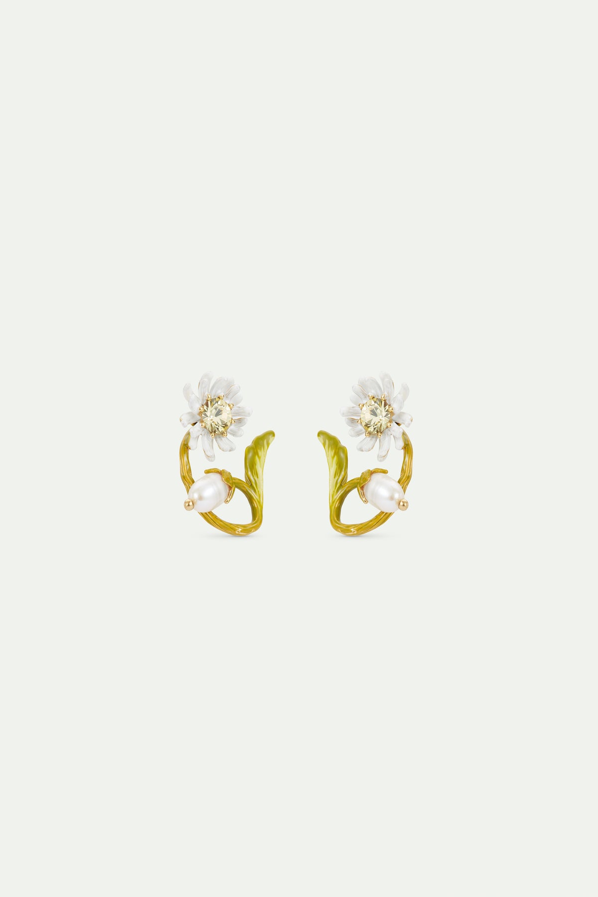 Créoles pâquerette blanche et verte, perle de culture