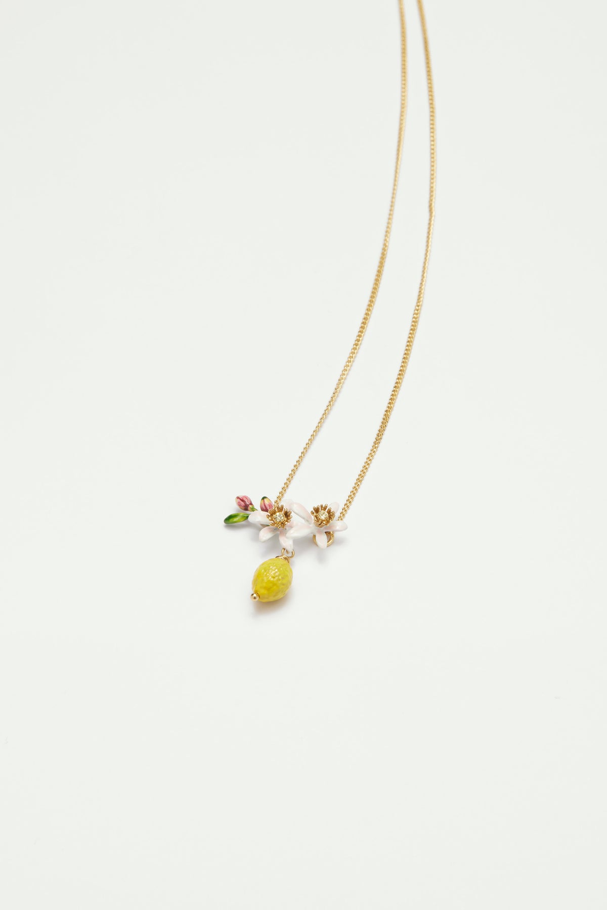 Collier plastron citron, bourgeon et fleurs de citronnier
