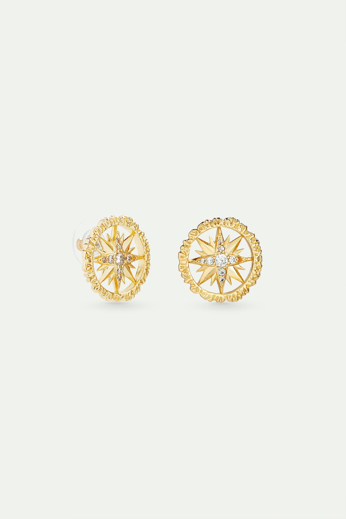 Boucles d'oreilles tiges dorées étoile rose des vents