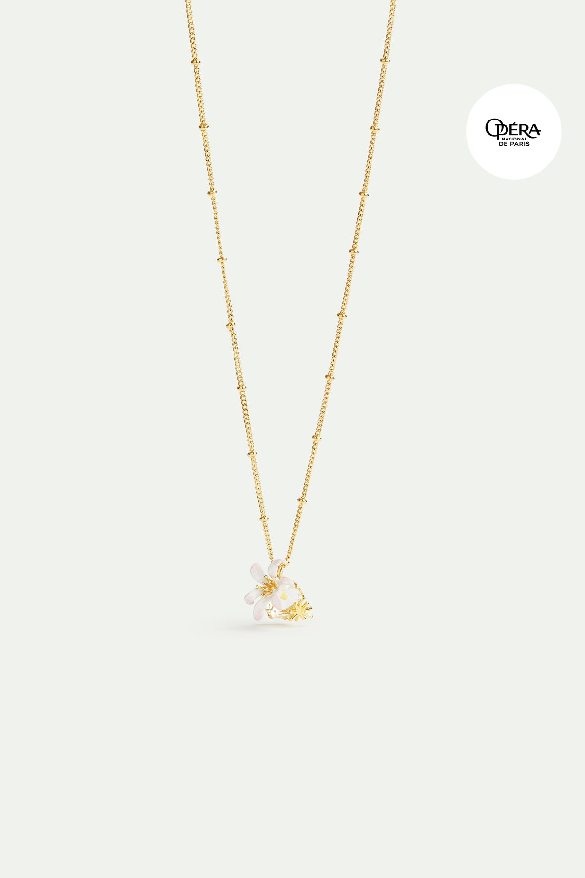 Collier pendentif Fleur de Lys et pierre facettée