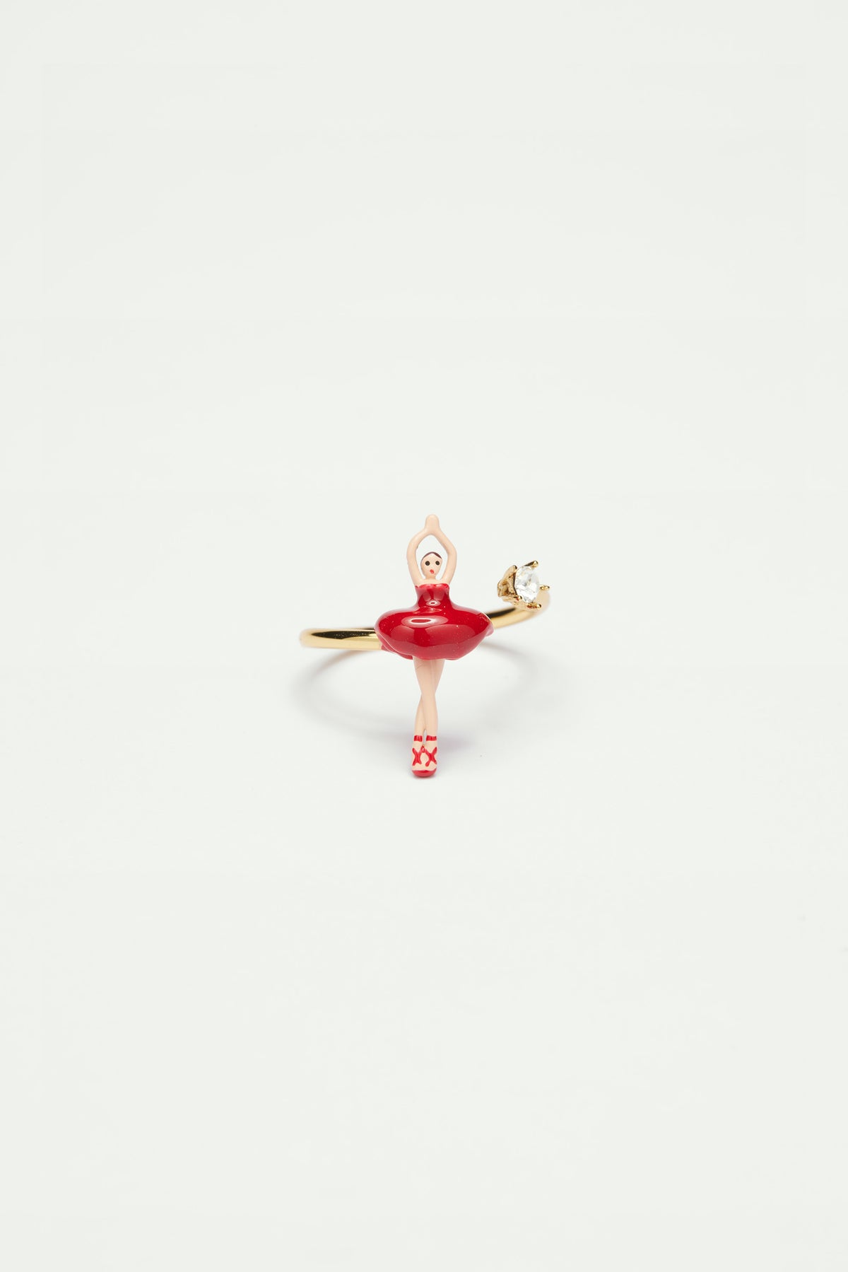 Bague ajustable mini ballerine en tutu rouge