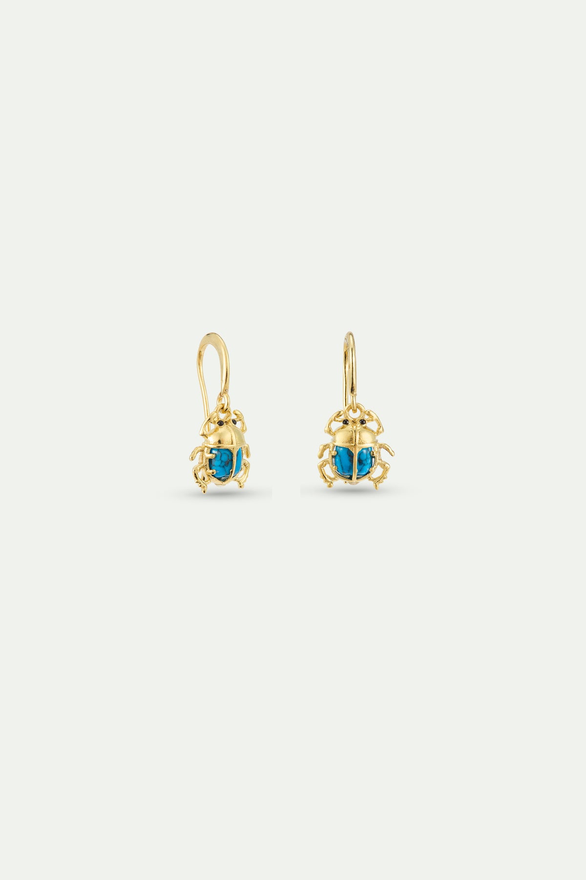 Boucles d'oreilles hook Scarabée turquoise et doré