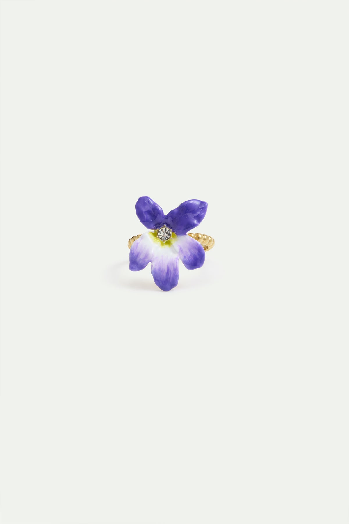 Large violet and faceted crystal adjustable ring