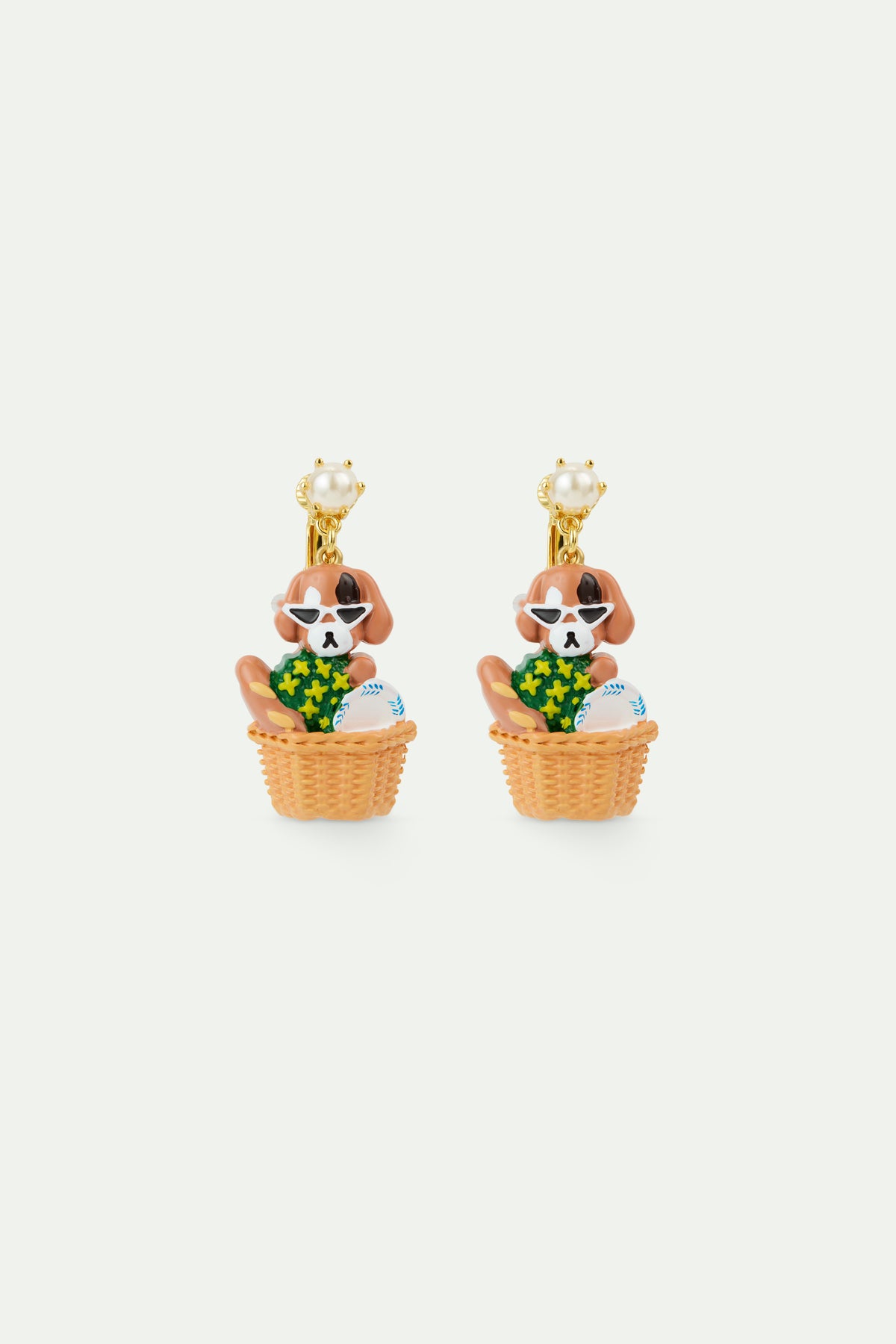 Boucles d'oreilles chien et panier de pique-nique