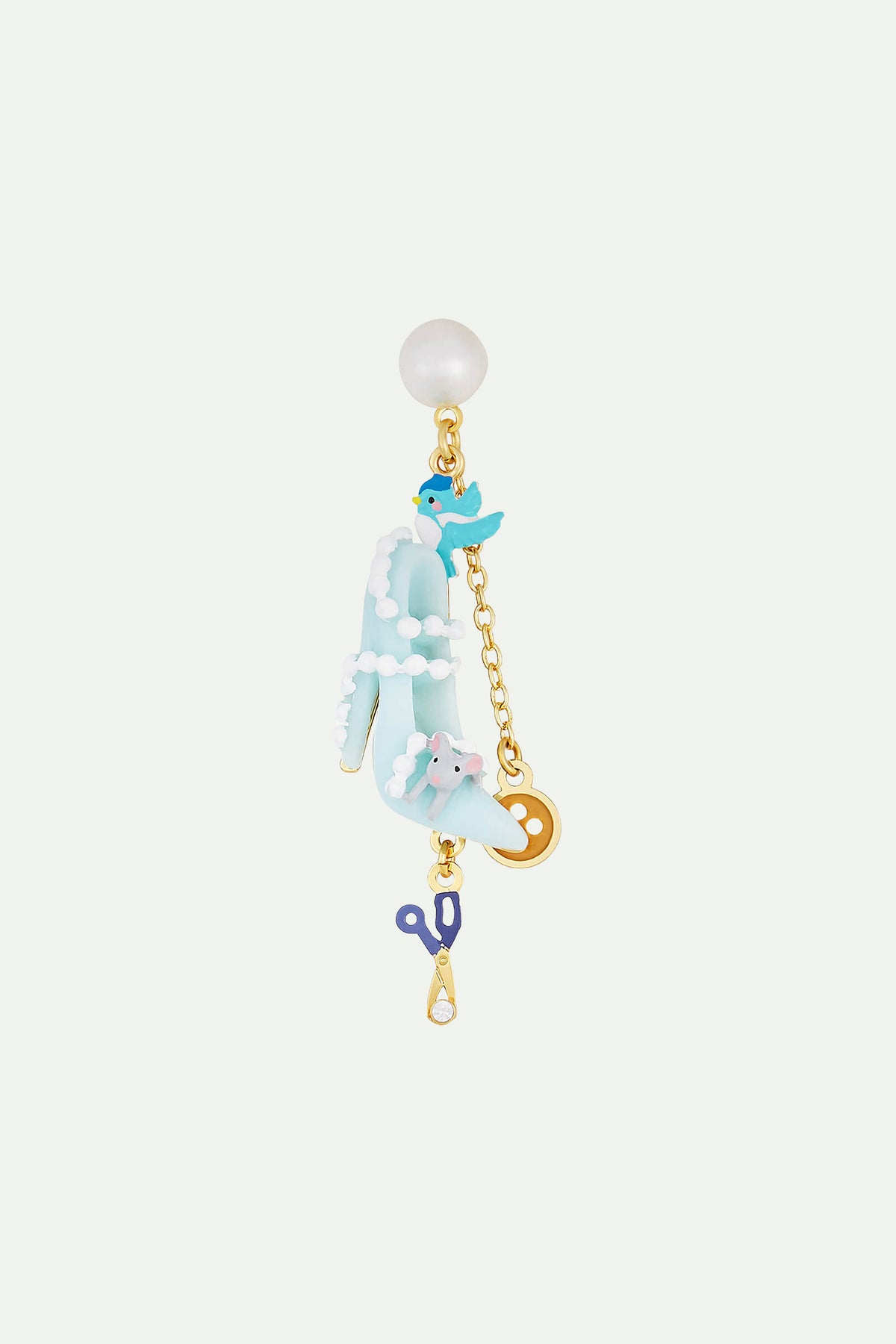 BOUCLES D'OREILLES CLIPS PERLE, SOULIER, OISEAU, BOUTON, CISEAU, PERLES ET SOURIS