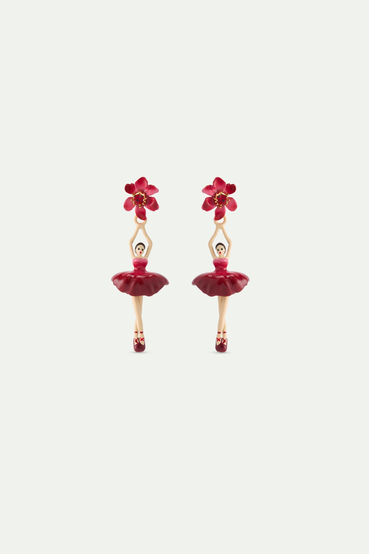 Boucles d'oreilles Ballerine et clématite rose