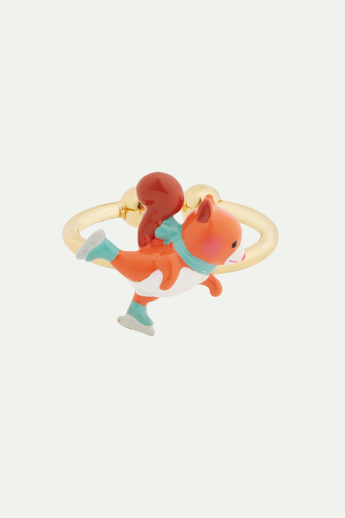Bague ajustable écureuil en patins à glace