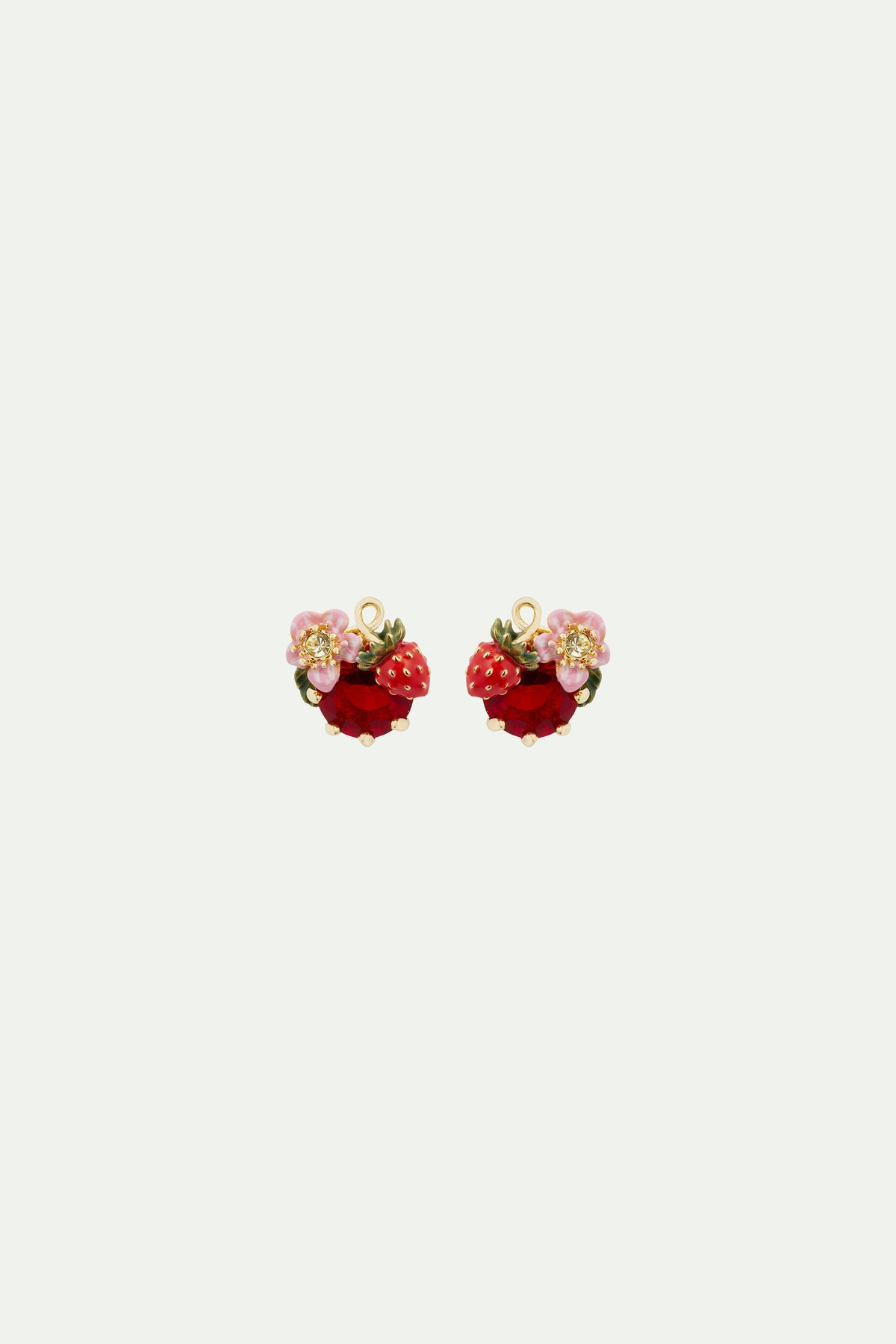 Boucles d’oreilles fraise des bois et pierre rouge